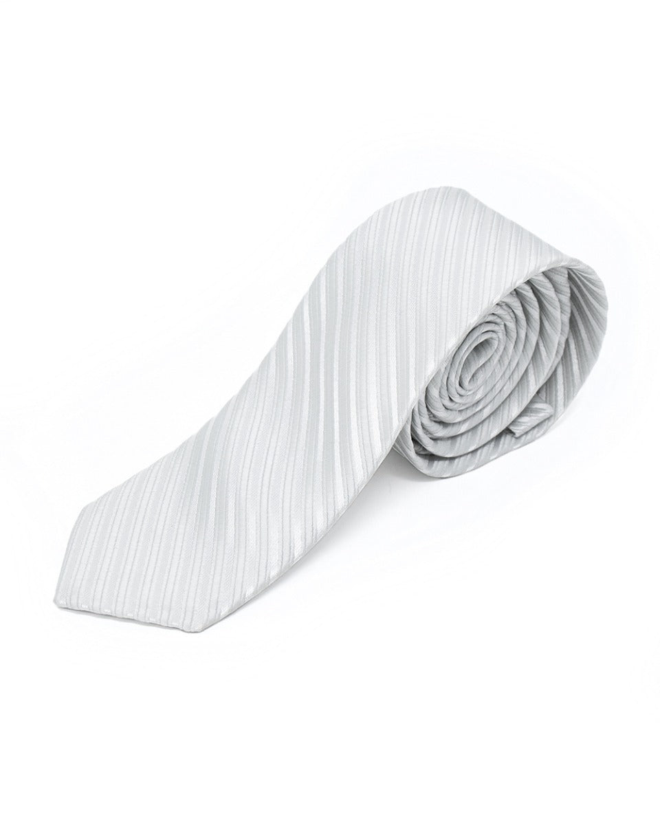Unisex Men's Tie Elegant Casual Ceremony Basic Striped Rope Pattern White GIOSAL-CP1108A