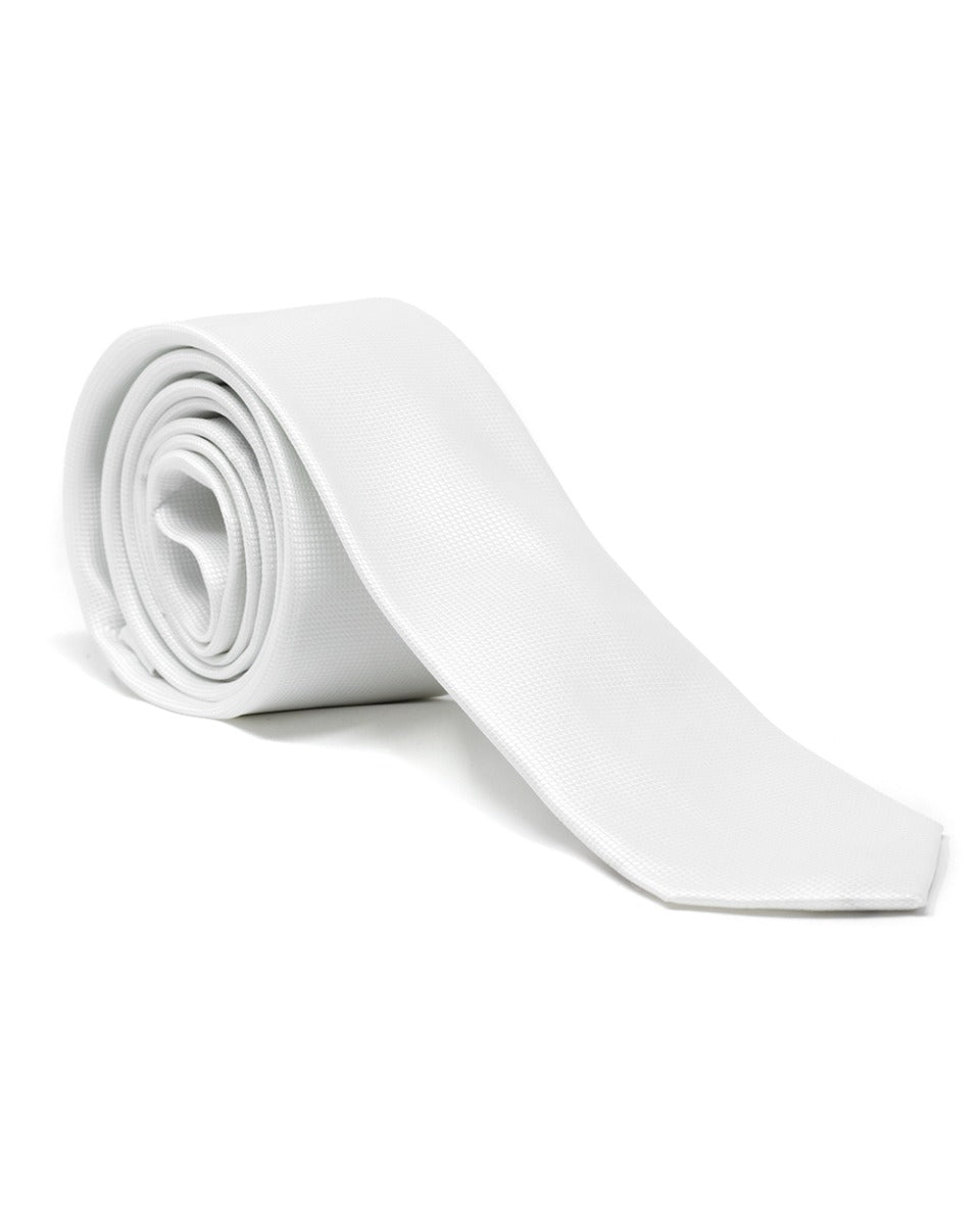 Cravatta Uomo Unisex Elegante Cerimonia Casual Basic Raso Bianco GIOSAL-CP1118A