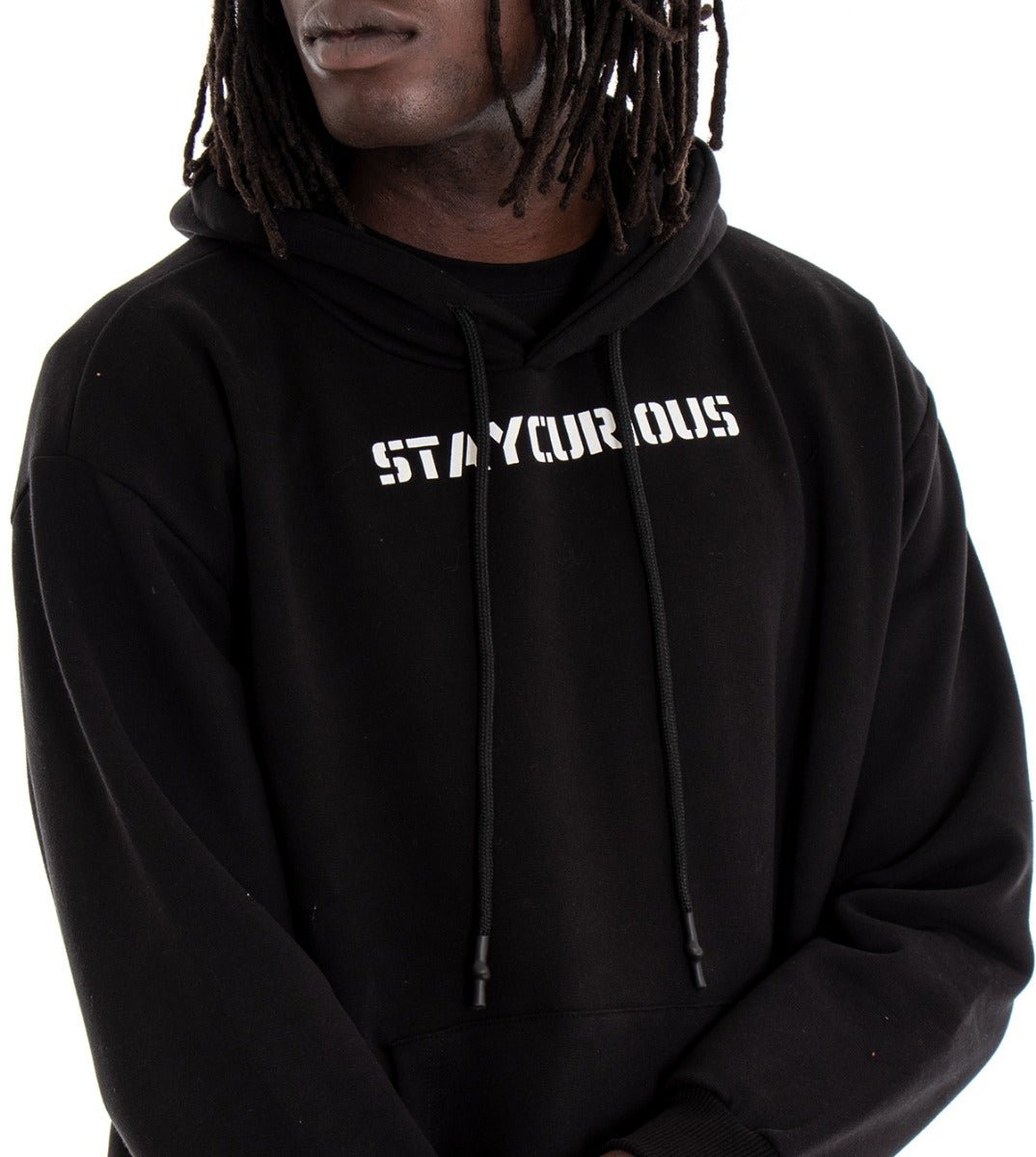 Men's Hooded Sweatshirt with Black Print Regular Fit GIOSAL-F2668A