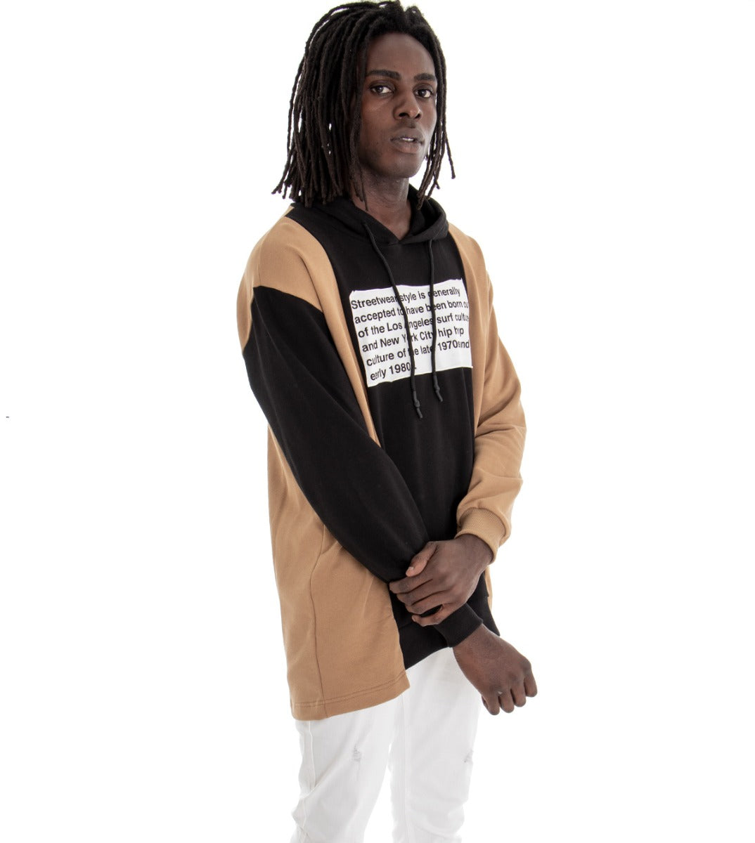 Men's Sweatshirt With Hood Two-tone Black Regular Fit GIOSAL-F2680A