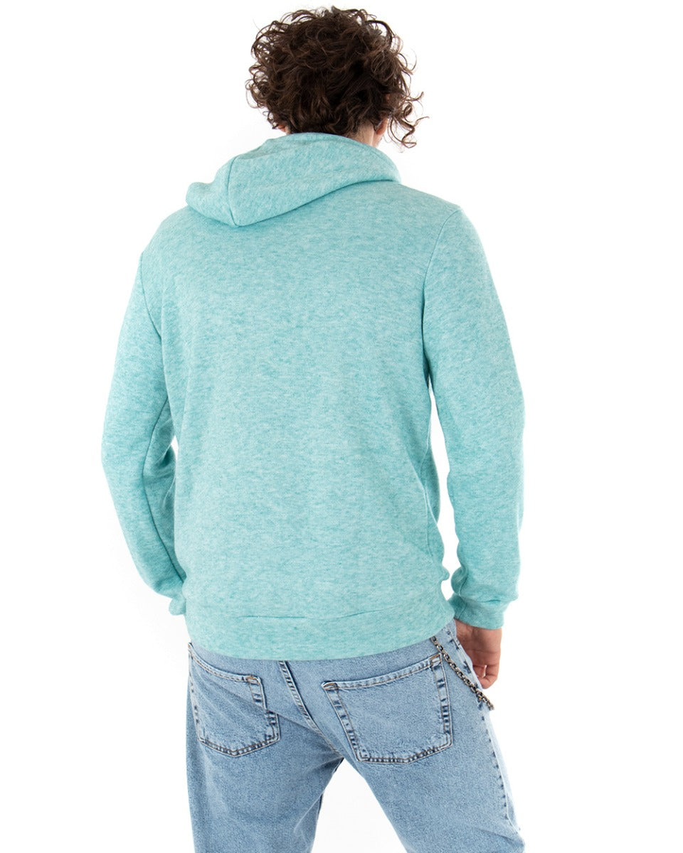 Men's Hooded Sweatshirt Regular Fit Water Green Melanged Sweater GIOSAL-F2850A