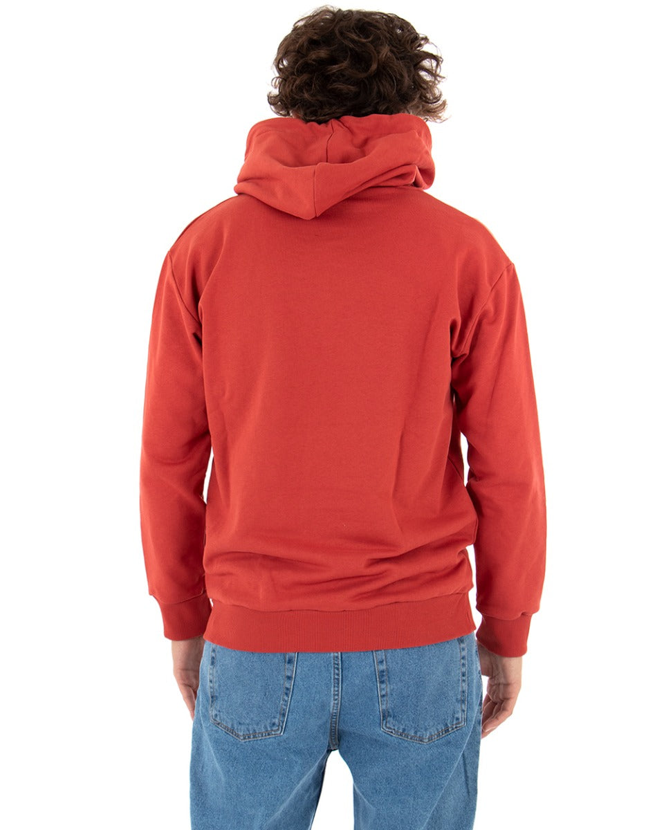 Basic Men's Hoodie Solid Color Brick Comfortable Relaxed Fit Light Brushed GIOSAL-F2864A