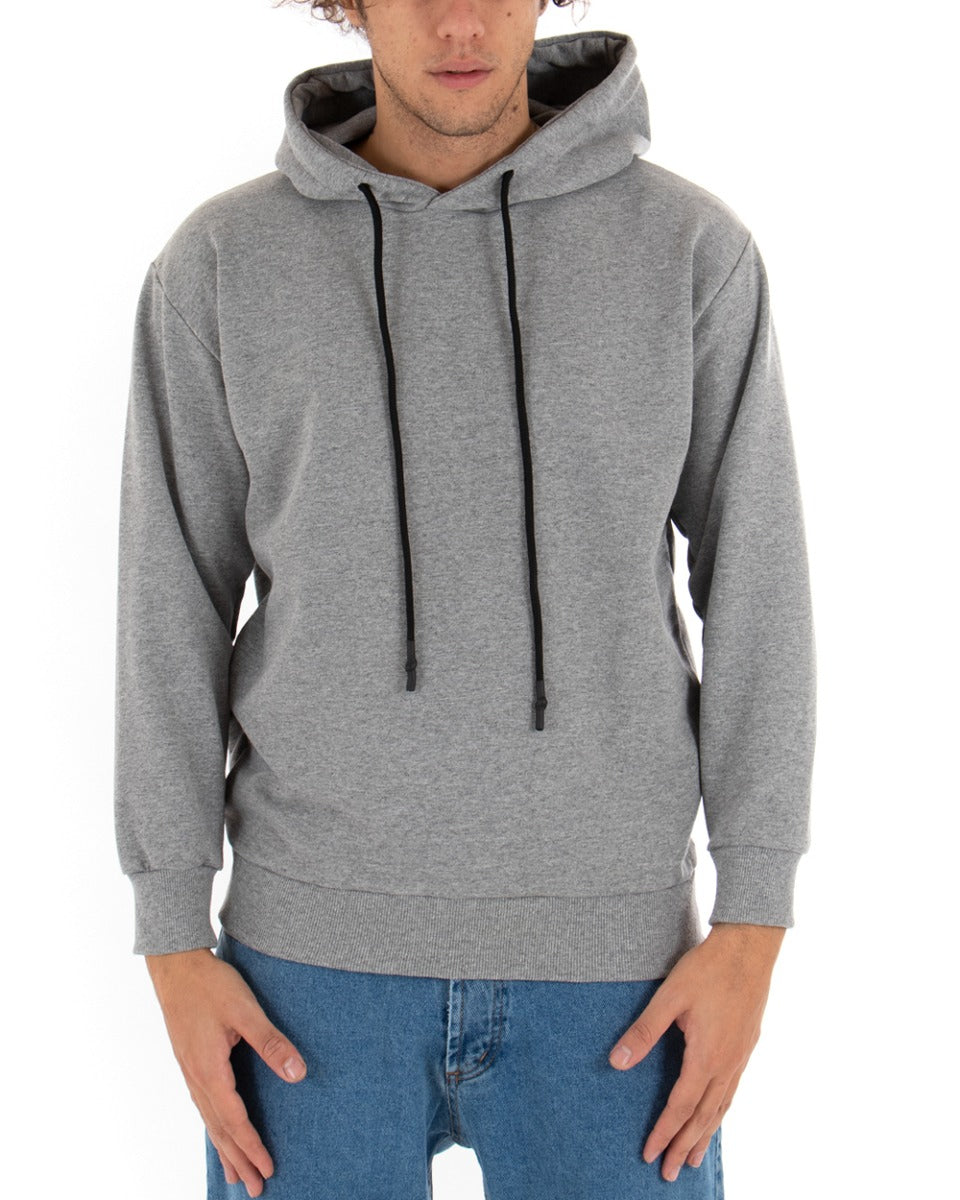 Basic Men's Hoodie Solid Color Gray Comfortable Relaxed Fit Light Brushed GIOSAL-F2867A