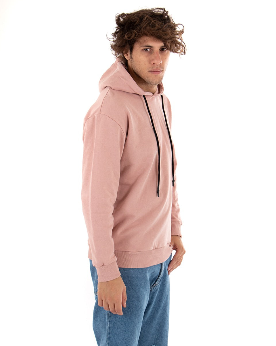 Basic Men's Hoodie Solid Color Pink Comfortable Relaxed Fit Light Brushed GIOSAL-F2871A