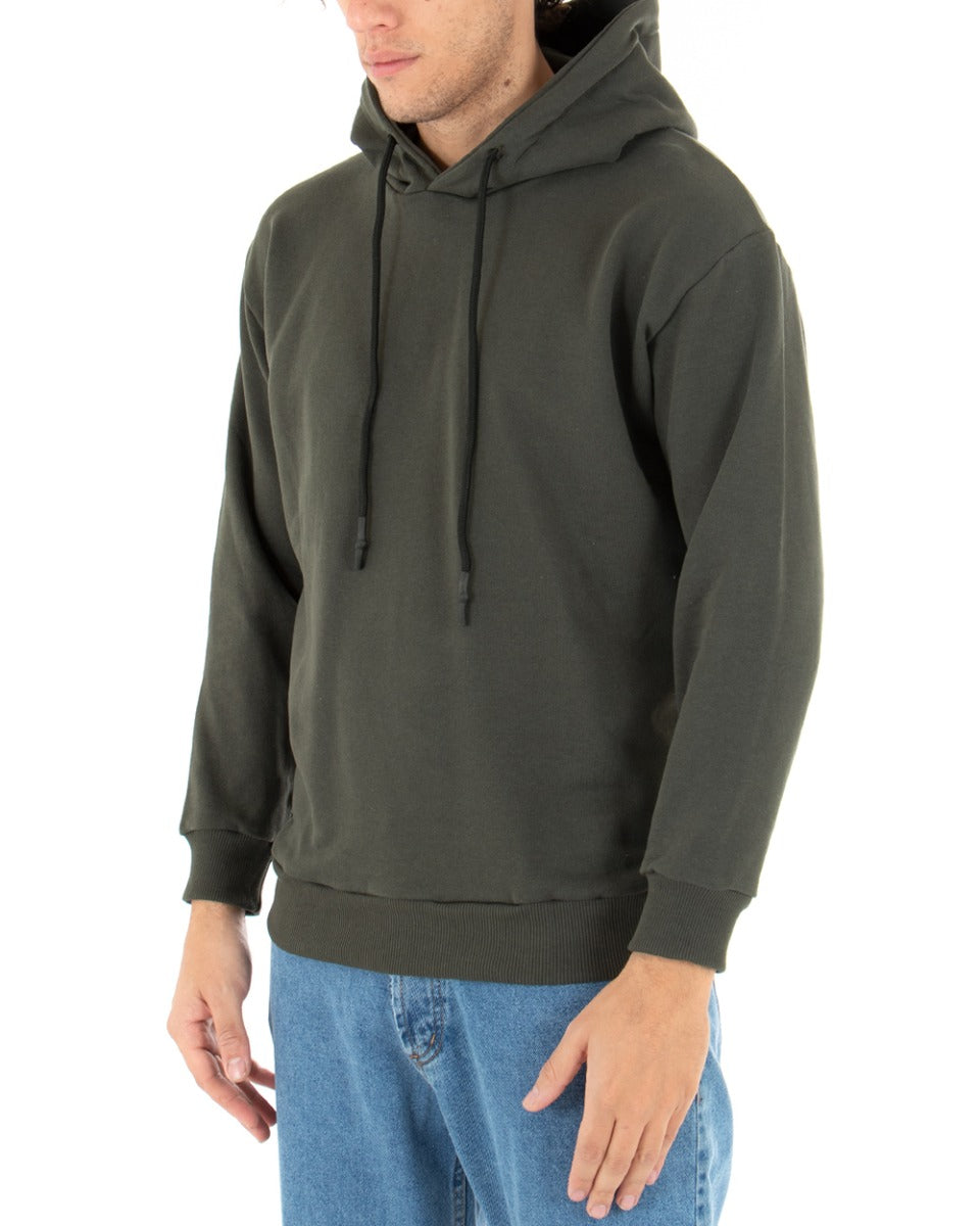 Basic Men's Hoodie Solid Color Green Comfortable Relaxed Fit Light Brushed GIOSAL-F2873A