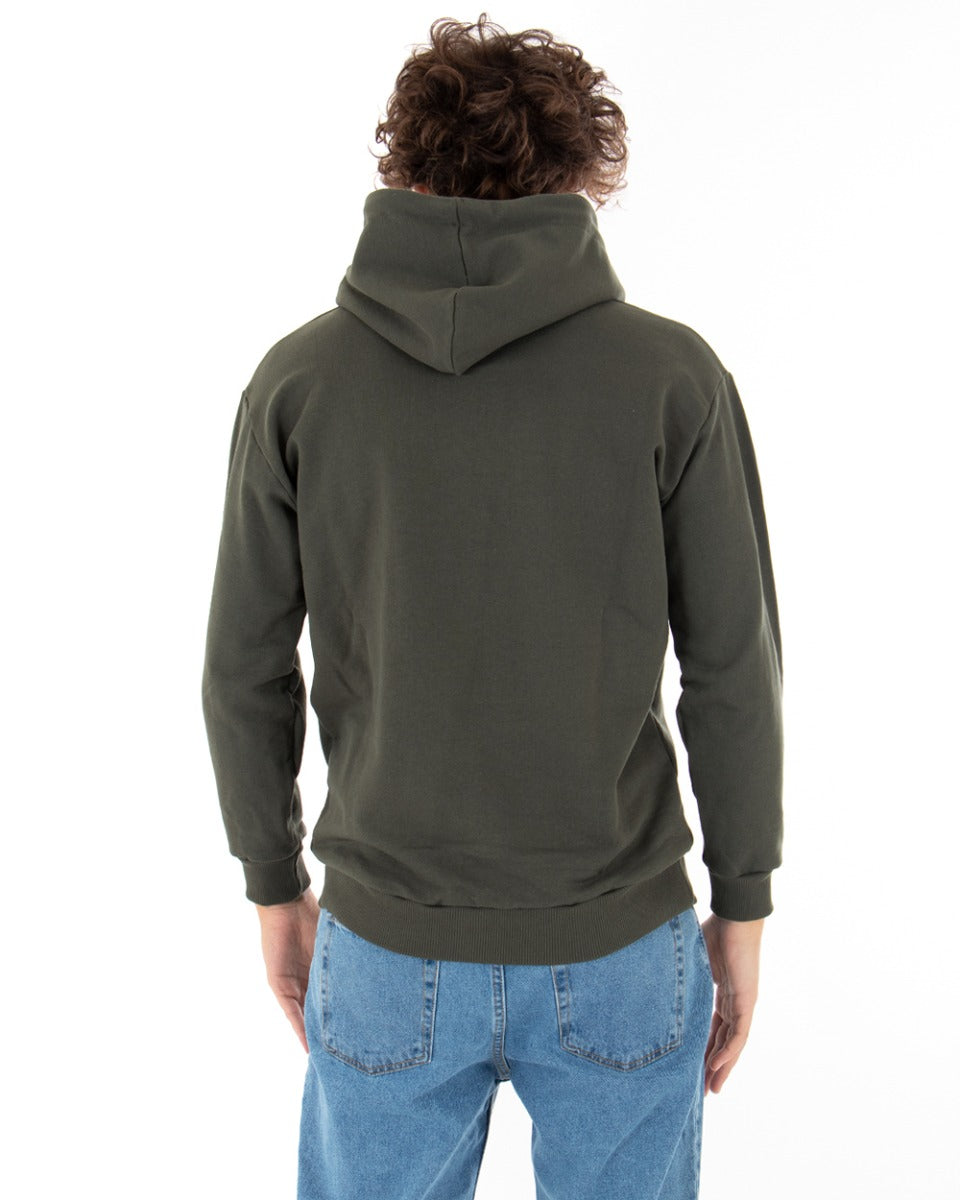 Basic Men's Hoodie Solid Color Green Comfortable Relaxed Fit Light Brushed GIOSAL-F2873A