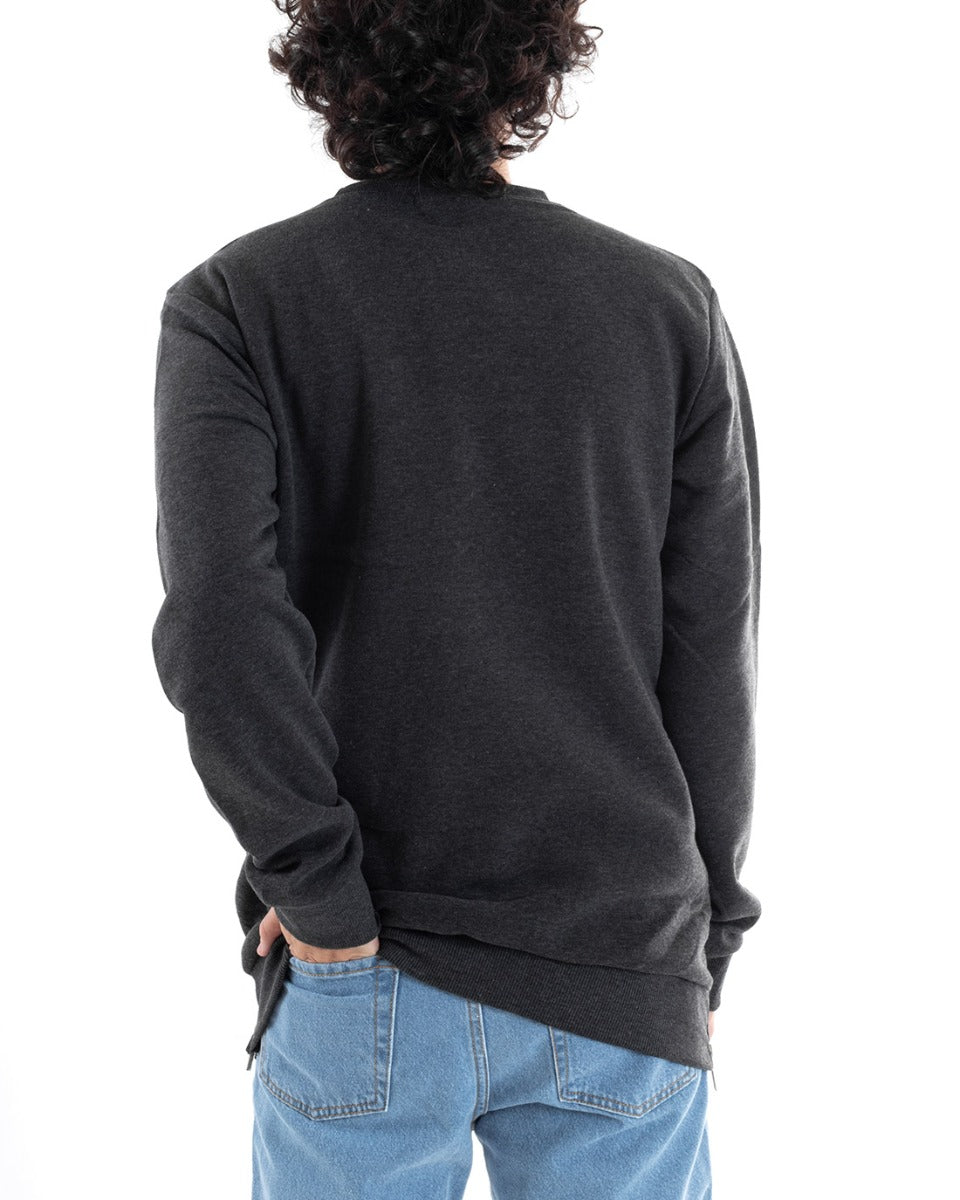 Men's Crewneck Sweatshirt Gray Regular Fit Print GIOSAL-F2938A