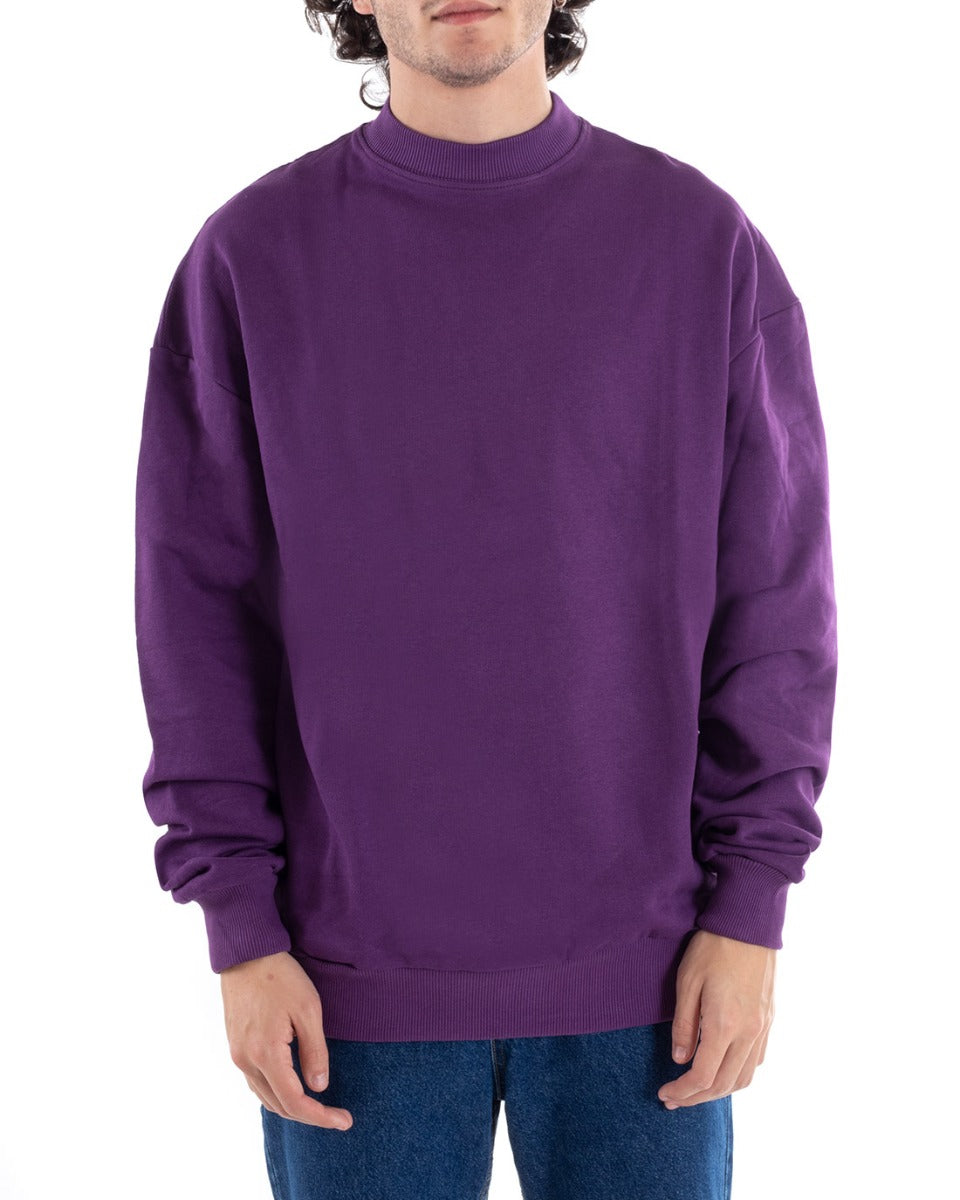 Men's Half-Neck Sweatshirt Purple Comfortable Collar Sweatshirt GIOSAL-F2944A