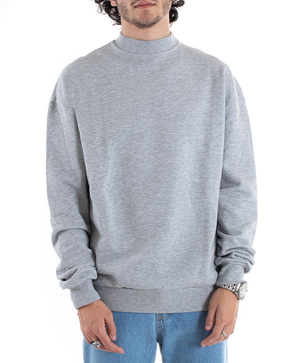 Men's Half-Neck Sweatshirt with Comfortable Gray Collar GIOSAL-F2946A