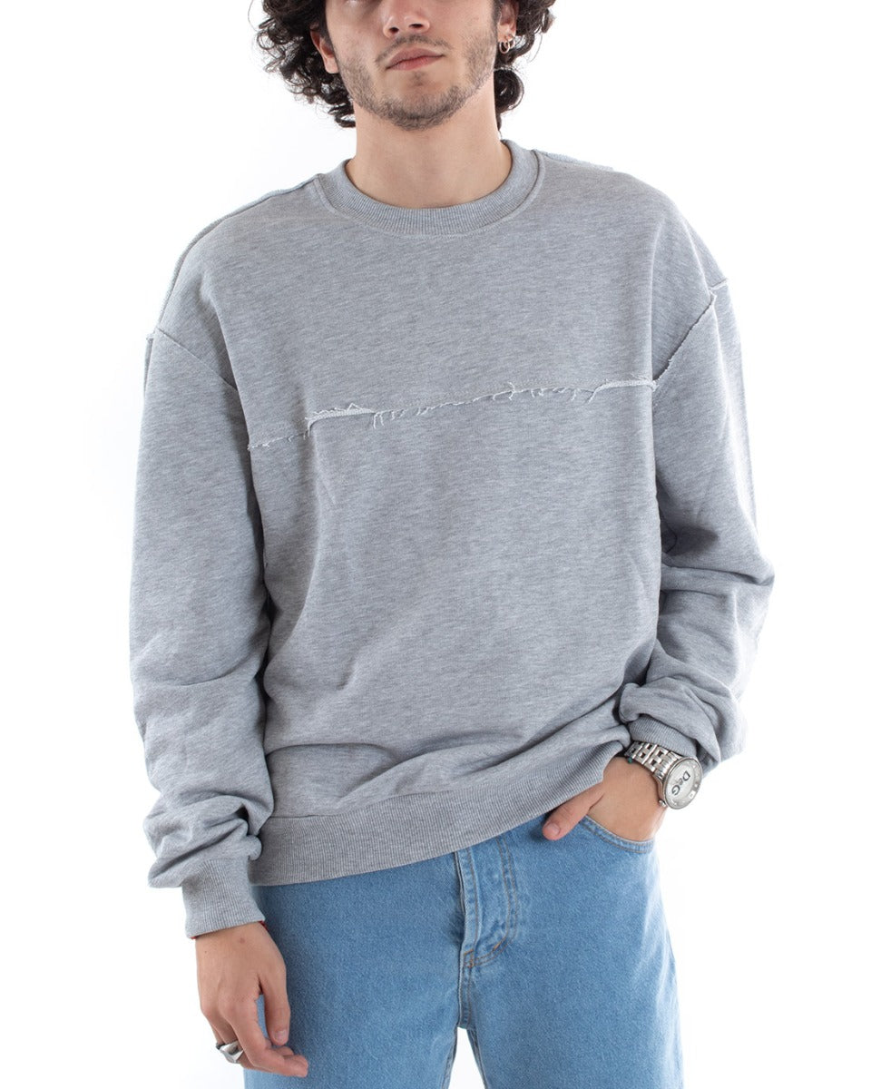 Men's Crewneck Sweatshirt Basic Oversized Sweater Gray GIOSAL-F2949A