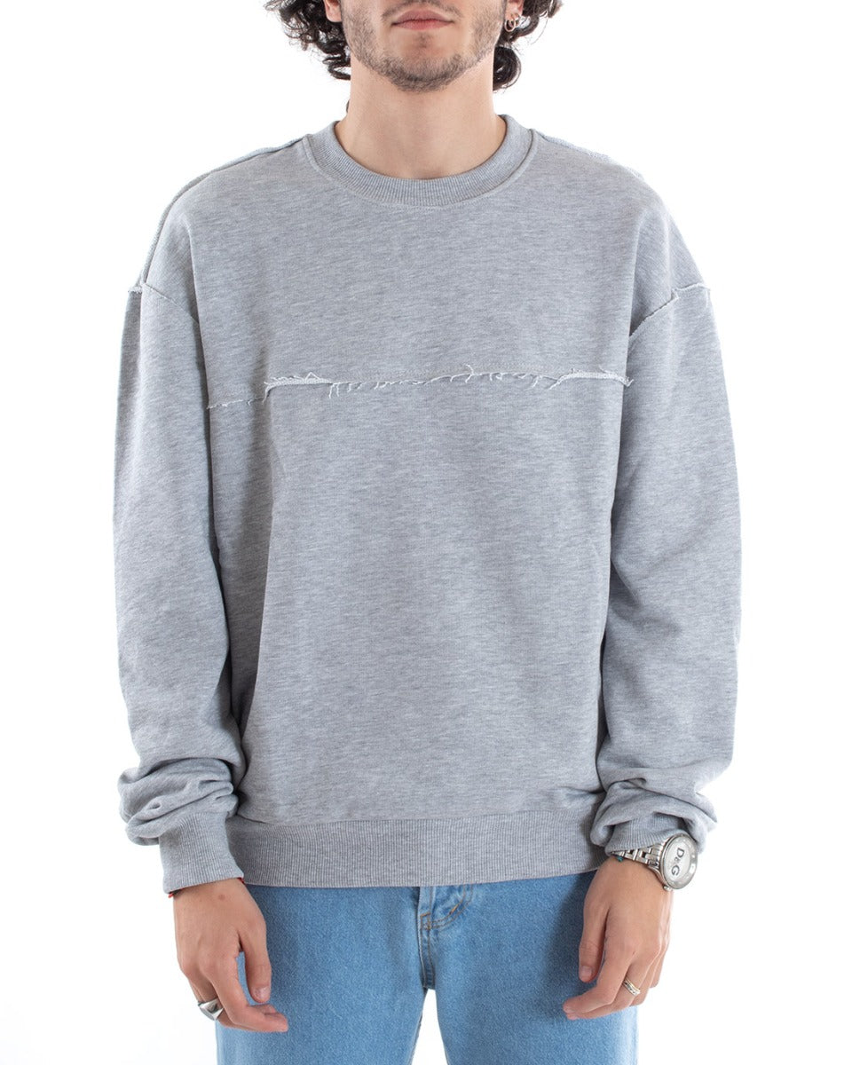 Men's Crewneck Sweatshirt Basic Oversized Sweater Gray GIOSAL-F2949A