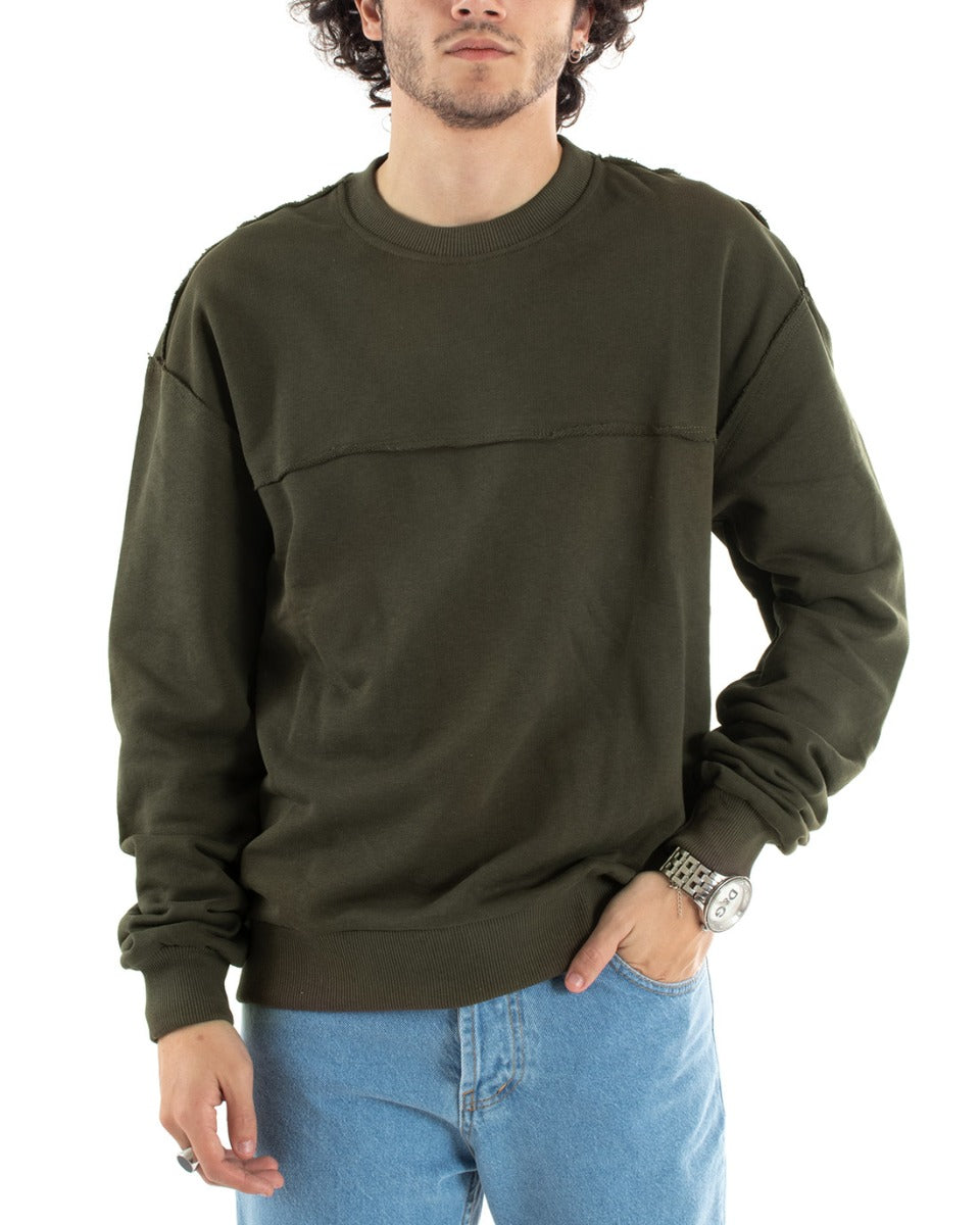 Men's Crewneck Sweatshirt Basic Oversize Green Sweater GIOSAL-F2950A