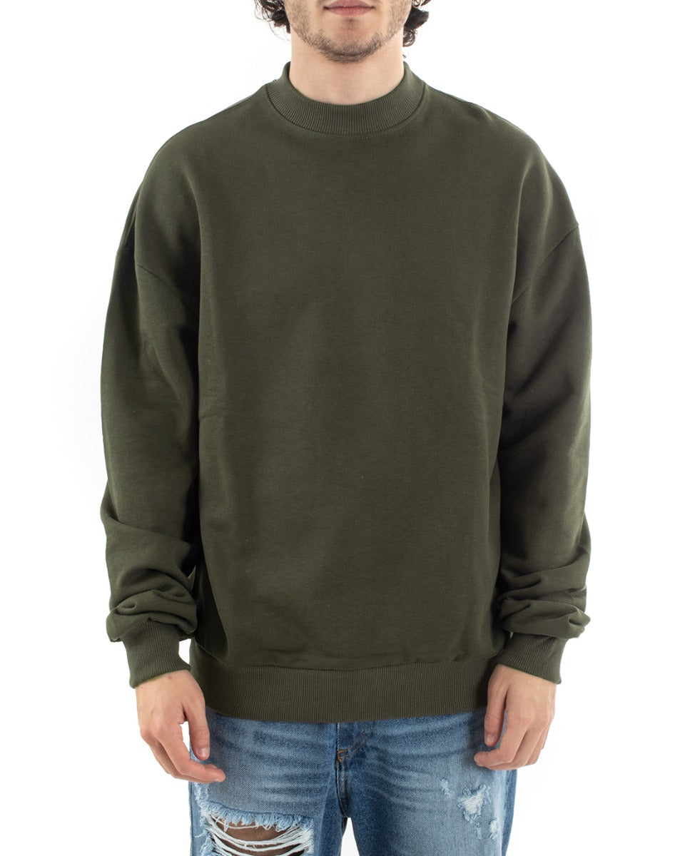 Felpa Mezzo Collo Uomo Maglia Con Colletto Verde Comoda GIOSAL-F2966A