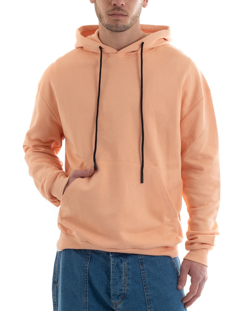 Men's Basic Hoodie Solid Color Peach Comfortable Relaxed Fit Cotton GIOSAL-F2977A