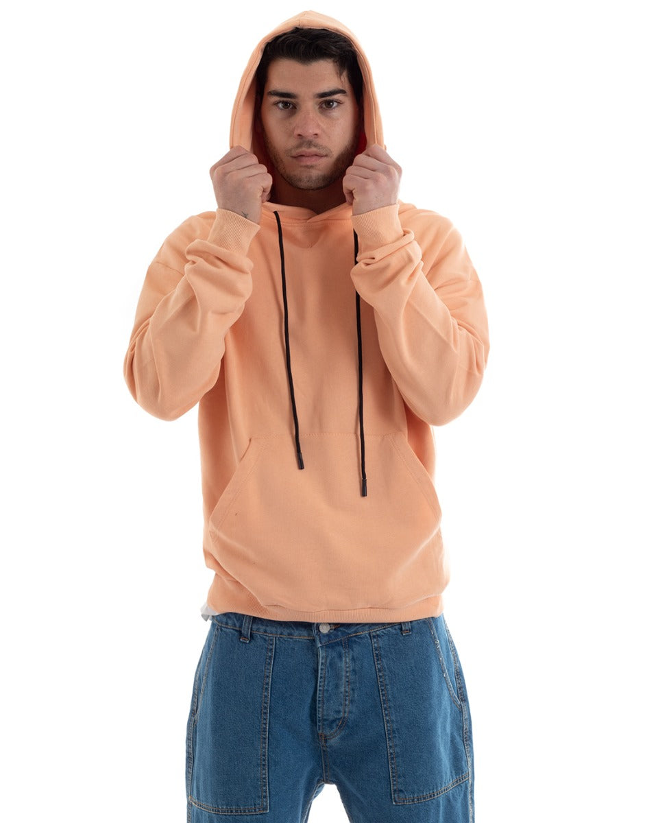 Men's Basic Hoodie Solid Color Peach Comfortable Relaxed Fit Cotton GIOSAL-F2977A