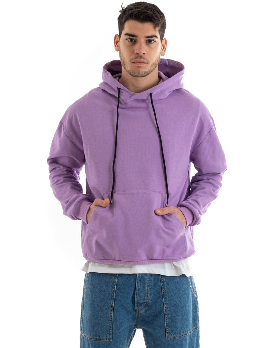Basic Men's Hoodie Solid Color Wisteria Comfortable Relaxed Fit Cotton GIOSAL-F2979A