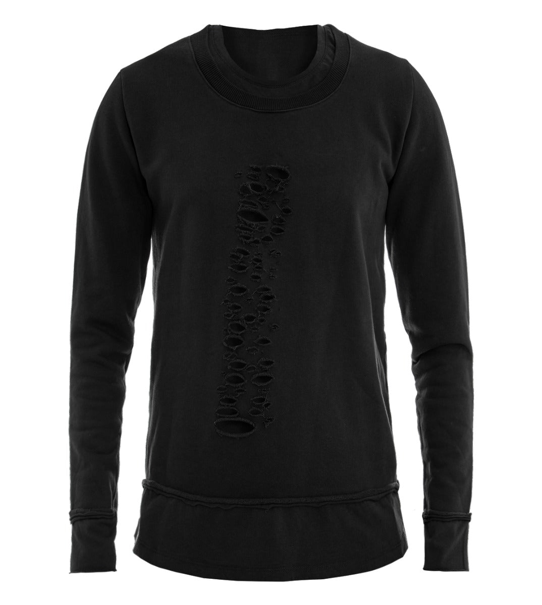 Men's Crewneck Sweatshirt with Breaks Solid Color Black Regular Fit GIOSAL-F2161A