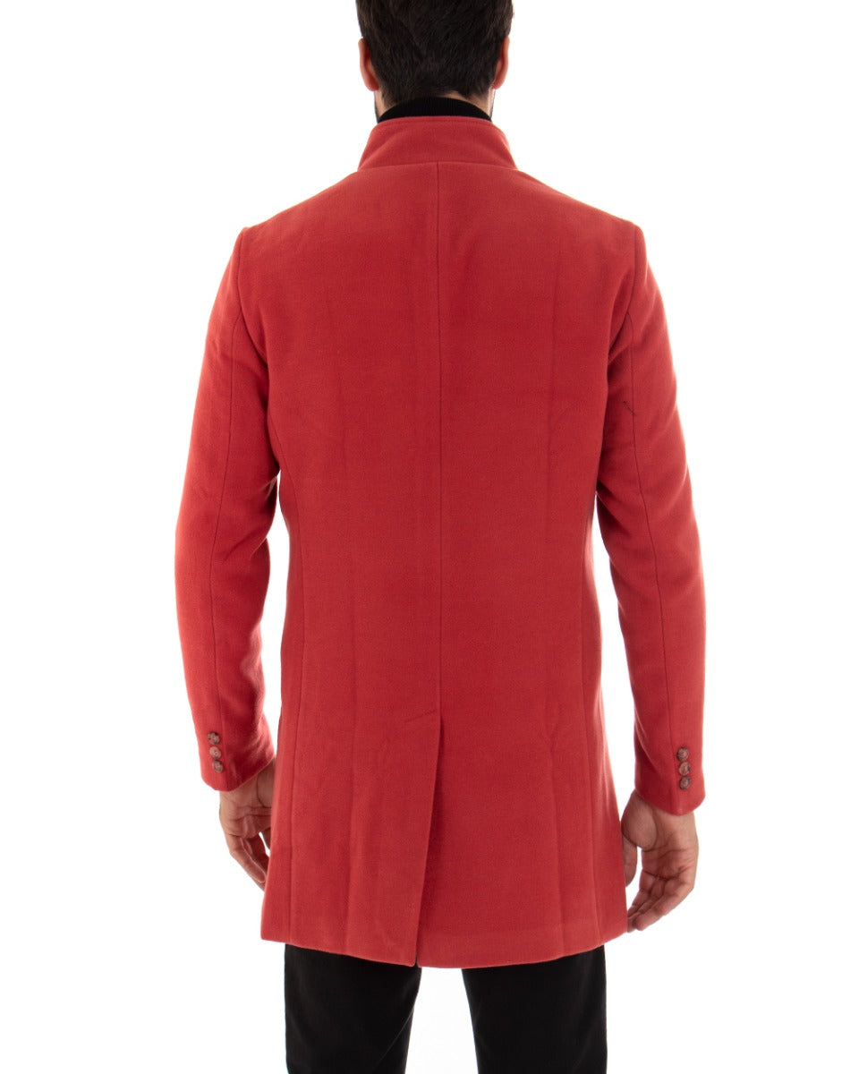 Cappotto Monopetto Uomo Giacca Collo Coreano Giaccone Lungo Rosso Baronetto Elegante GIOSAL-G2699A