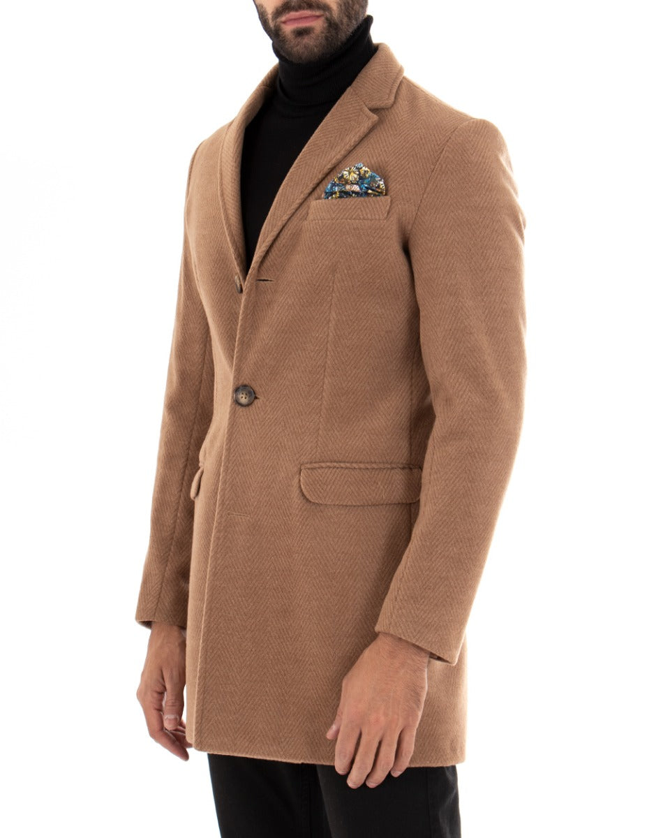Elegant Baronet Camel Men's Single-Breasted Coat GIOSAL-G2725A