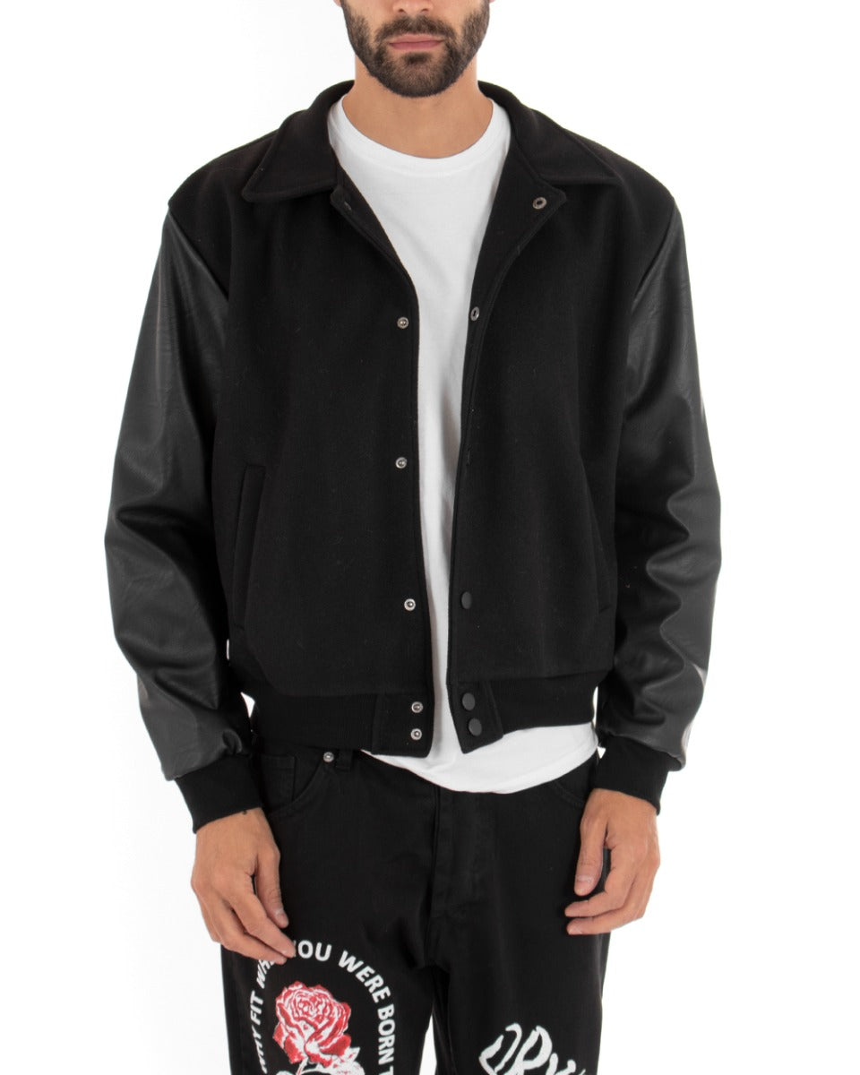 Men's Long Sleeve Solid Color Black Jacket Casual Sweatshirt Jacket GIOSAL