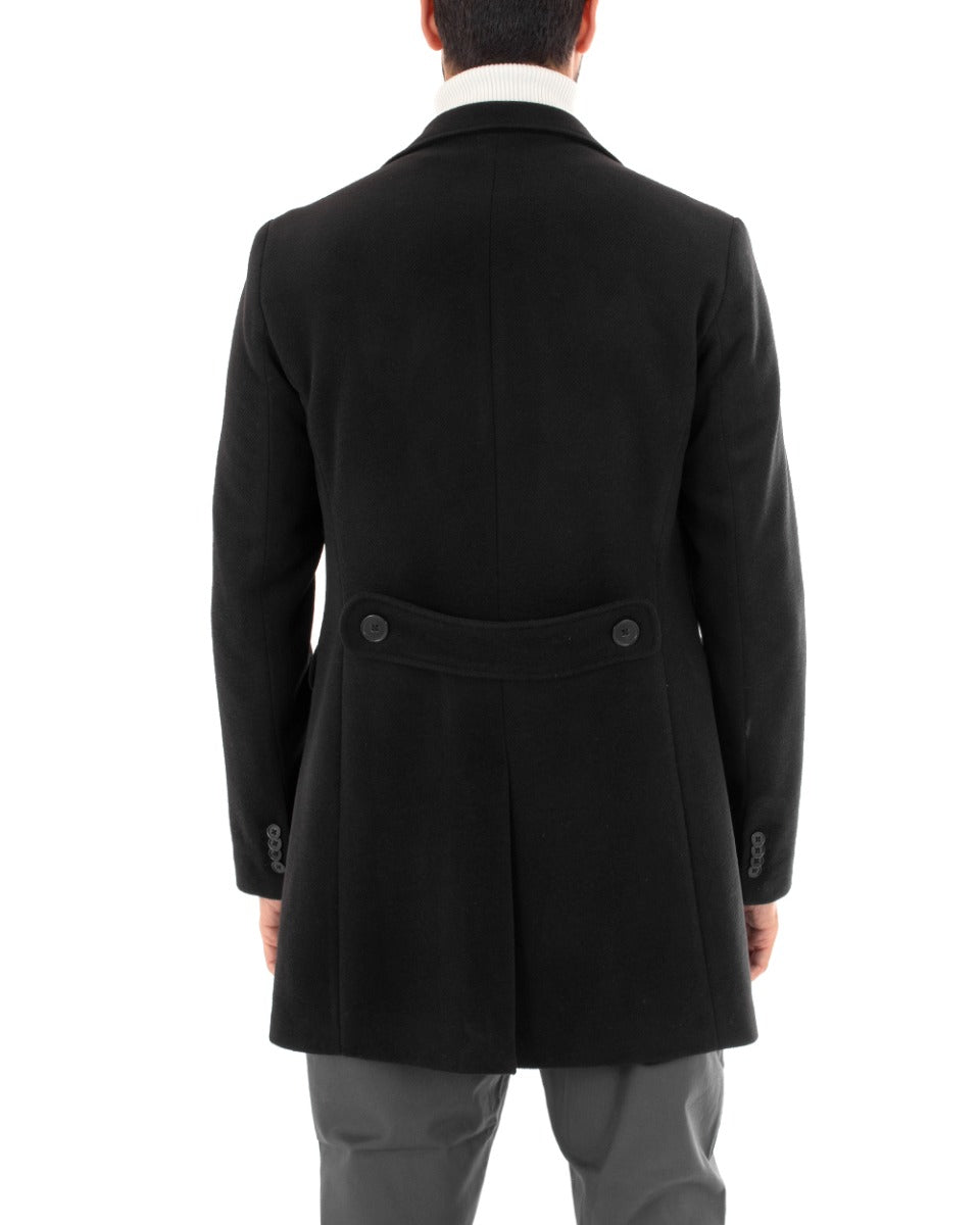 Cappotto Doppiopetto Uomo Giaccone Con Colletto Nero Elegante GIOSAL-G2756A