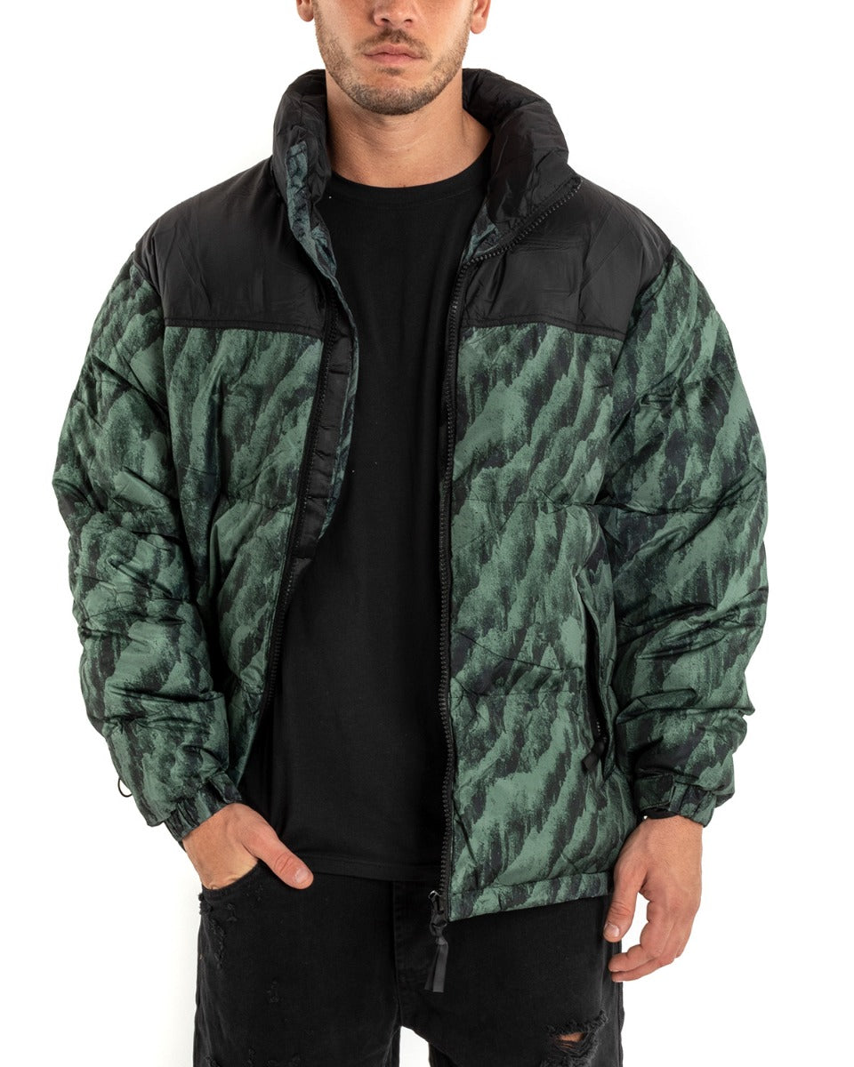 Men's Two-Tone Green Bomber Jacket Padded Casual Black GIOSAL