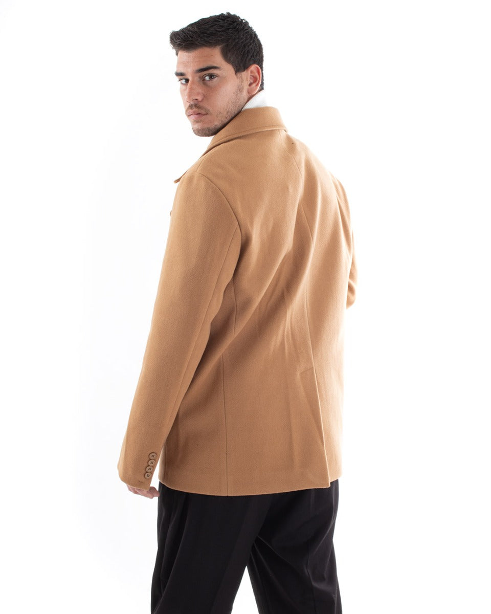 Men's Double-Breasted Coat Short Jacket Camel Jacket GIOSAL-G2953A