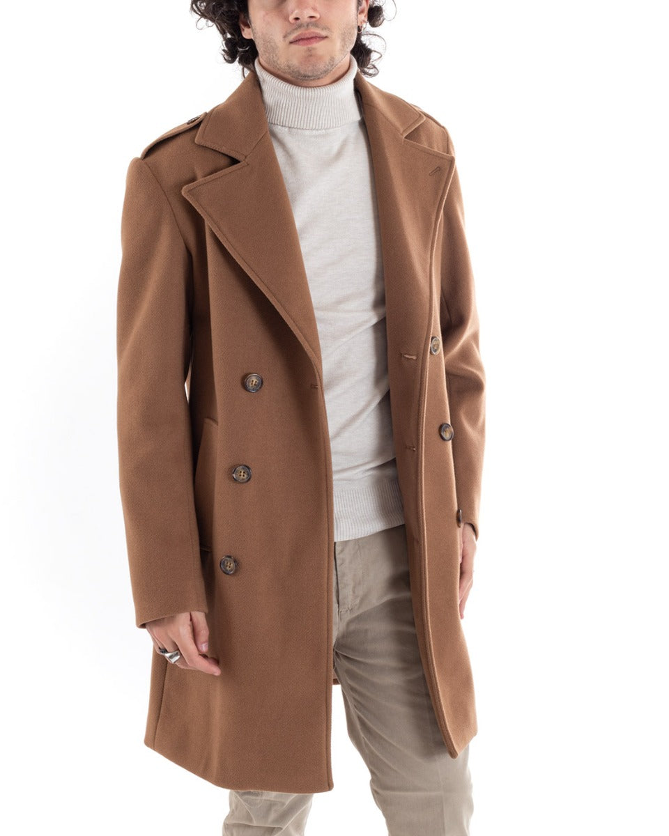 Double-breasted Coat Men Jacket With Belt Long Coat Tobacco Elegant Jacket GIOSAL-G2983A