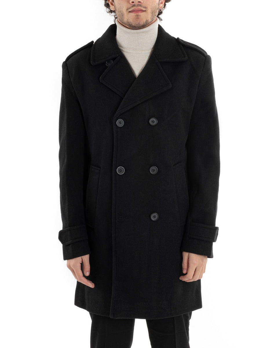 Double-breasted Coat Men's Jacket Long Black Jacket Elegant Jacket GIOSAL-G2991A