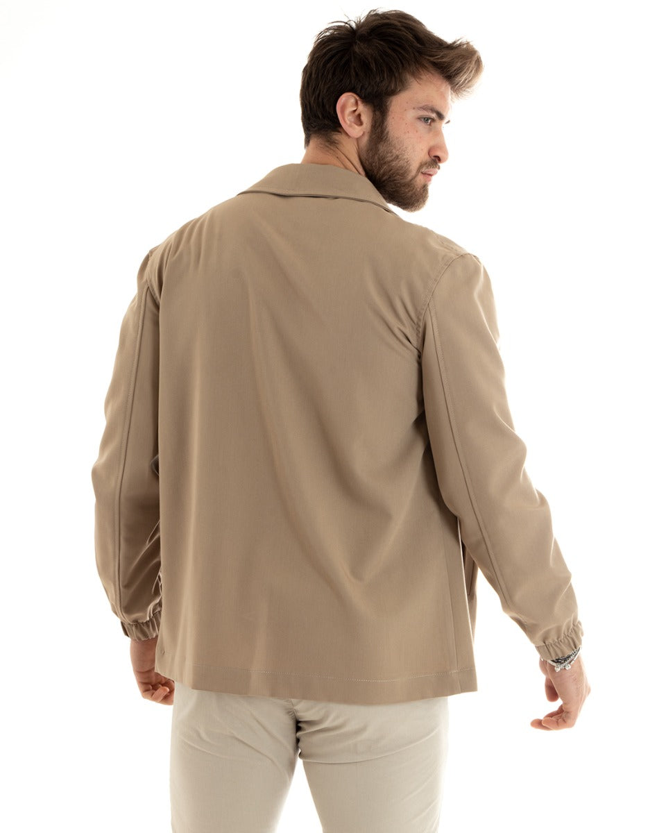 Men's Lightweight Long Sleeve Bomber Jacket Solid Color Camel GIOSAL-G