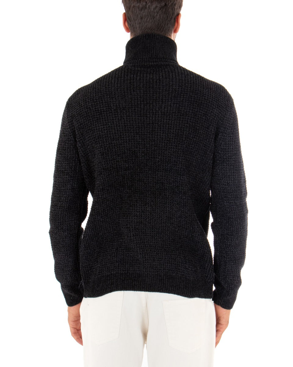 Men's Long Sleeves Chenille Solid Color High Neck Sweater GIOSAL