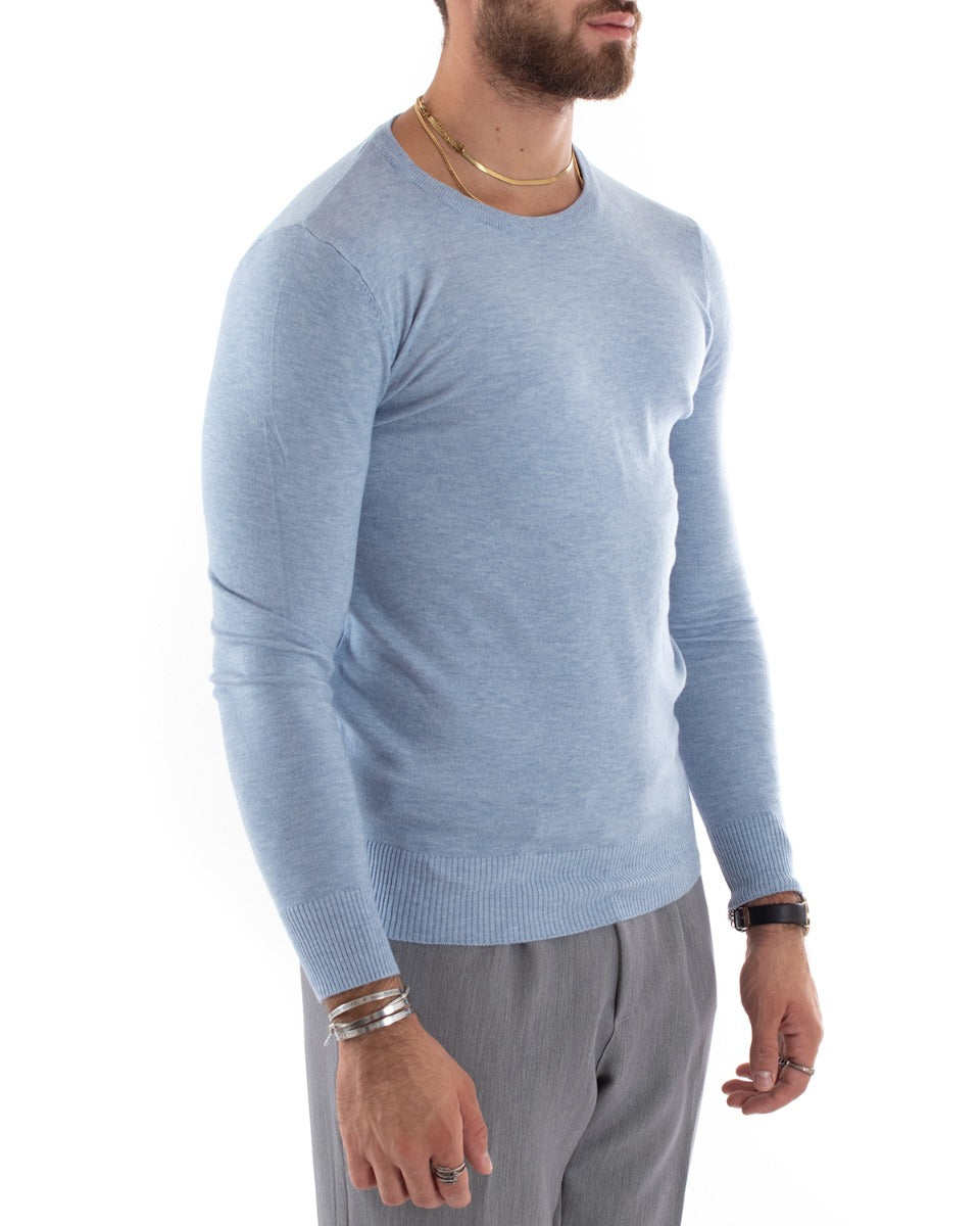Men's Casual Crew Neck Solid Color Long Sleeve Powder Sweater GIOSAL M2570A