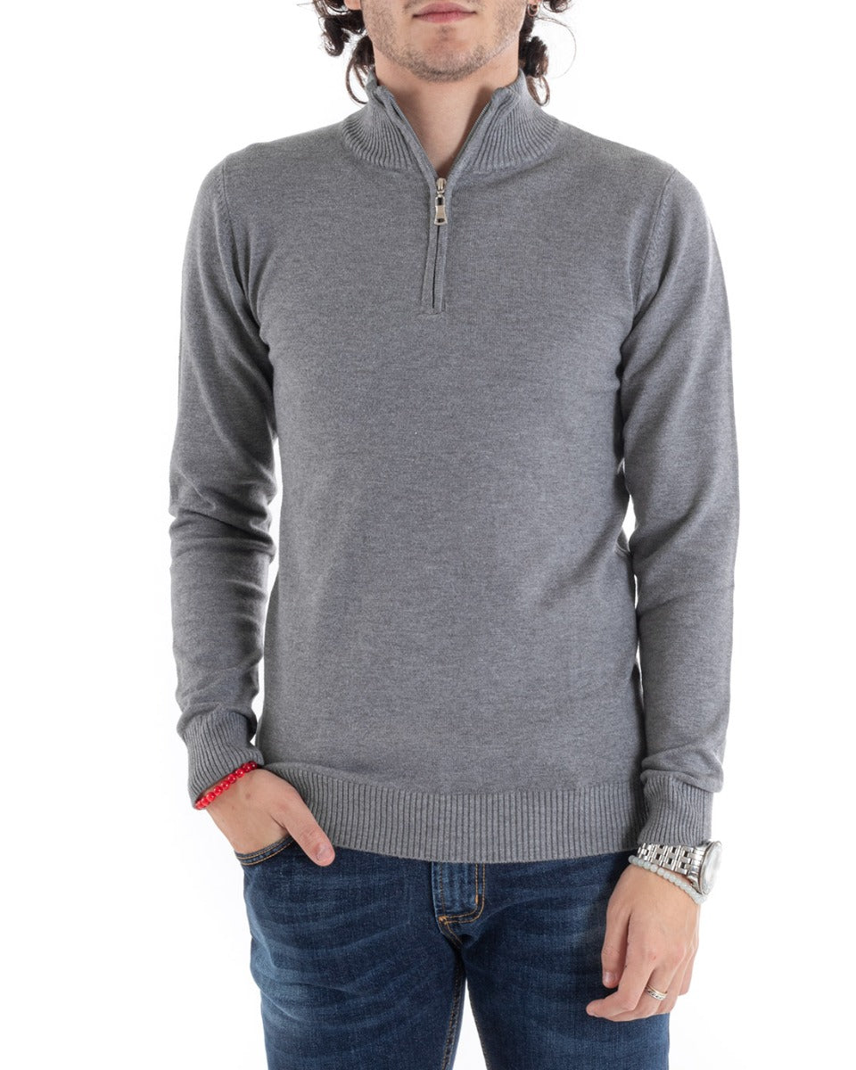 Men's Sweater Basic Long Sleeve Pullover Solid Color Gray GIOSAL-M2620A