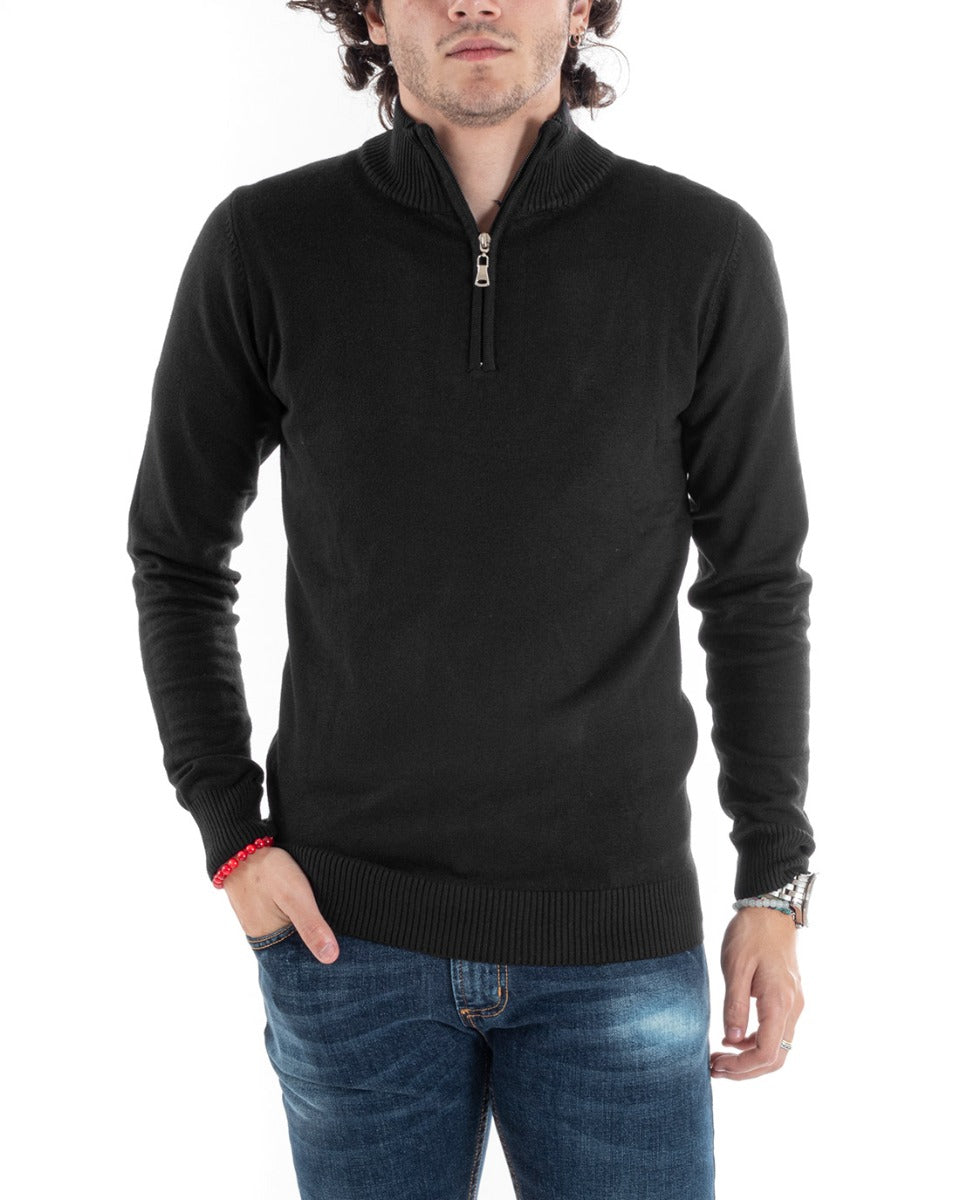 Men's Sweater Basic Pullover Long Sleeve Solid Color Black GIOSAL-M2621A