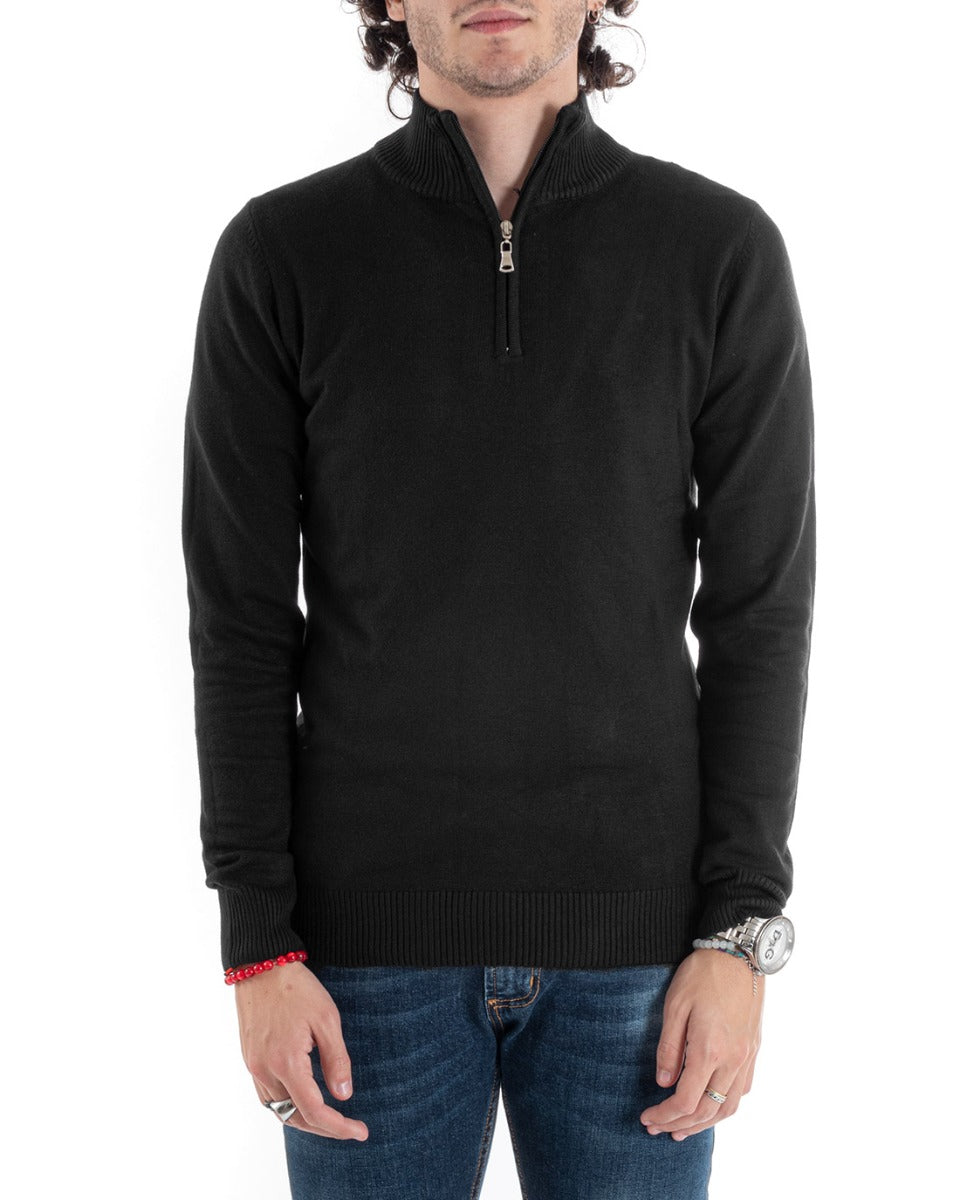 Men's Sweater Basic Pullover Long Sleeve Solid Color Black GIOSAL-M2621A