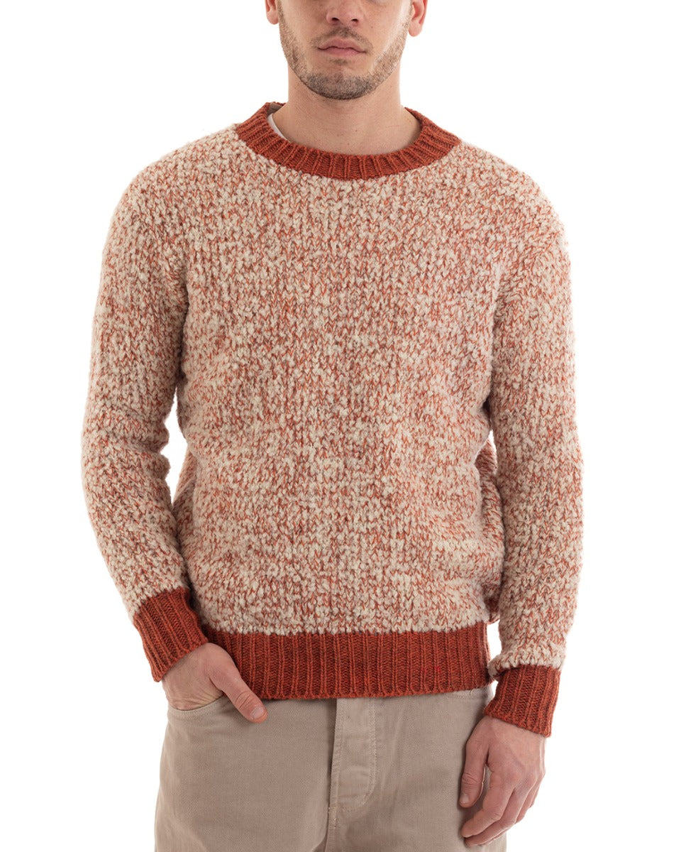 Men's Orange Sweater Long Sleeve Casual Pullover GIOSAL-M2641A