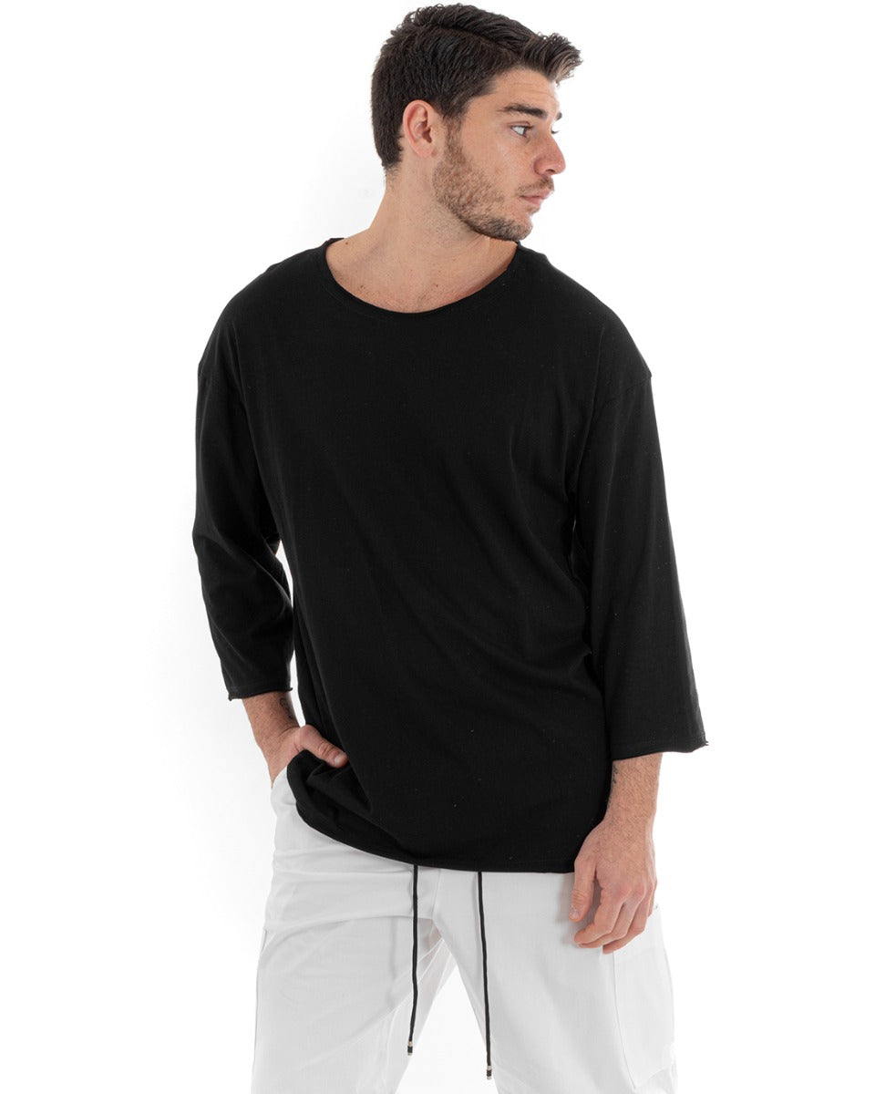 Men's Sweater Long Sleeve Basic Crew Neck Solid Color Light Black GIOSAL-M2654A