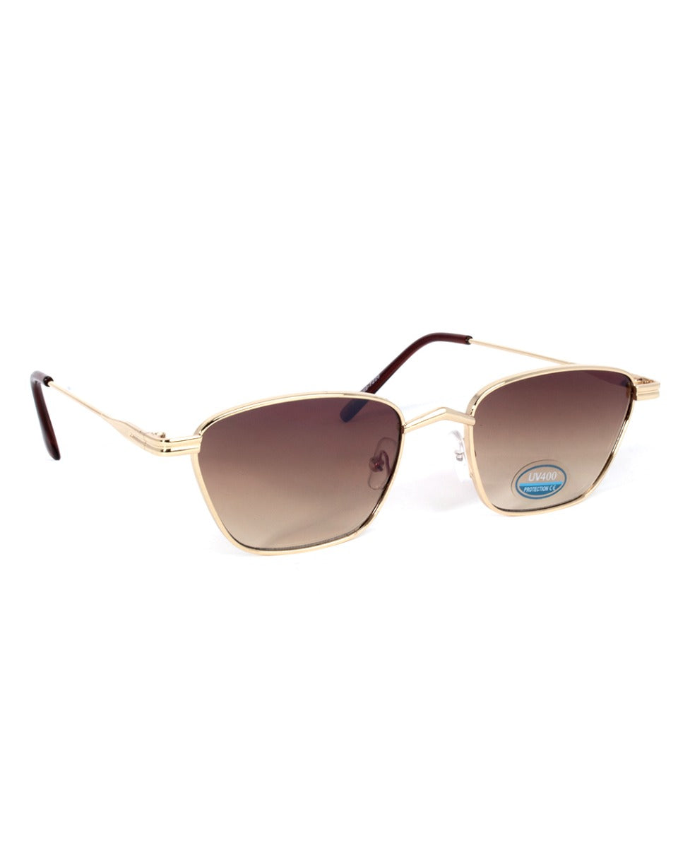 Occhiali da Sole Uomo Unisex Sunglassess Lenti Marroni Metallo Ovali GIOSAL-OC1028A
