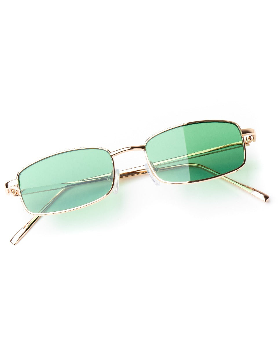 Occhiali Da Sole Uomo Unisex Sunglasses Casual Lenti Verdi Metallo GIOSAL-OC1046A