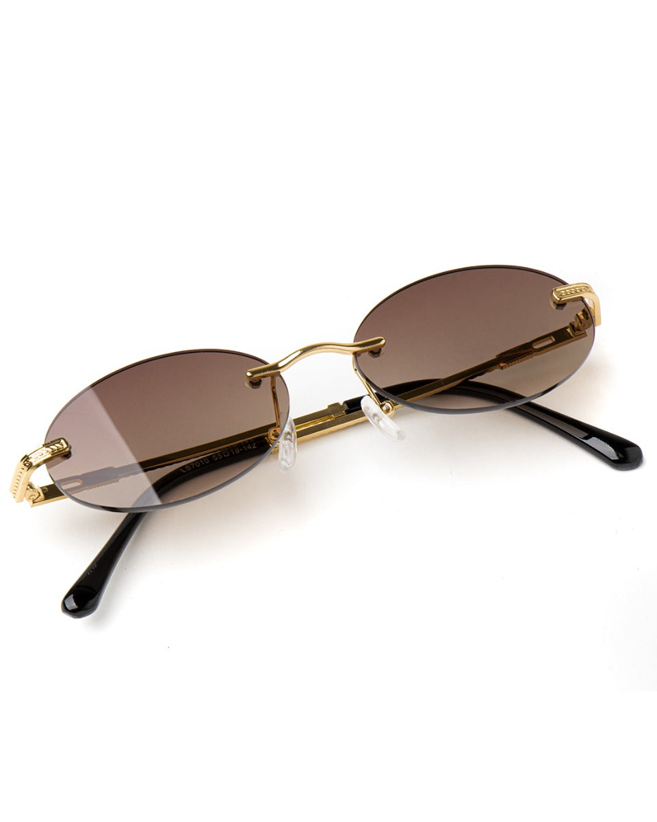 Occhiali Da Sole Uomo Unisex Sunglasses Casual Lenti Ovali Oro GIOSAL-OC1052A