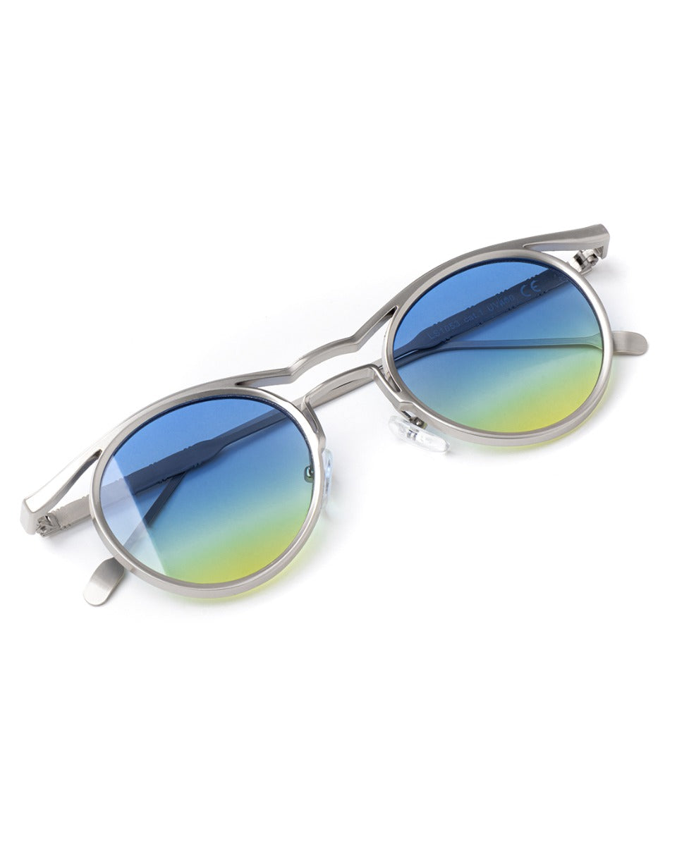 Occhiali Da Sole Uomo Unisex Sunglasses Argento Lenti Multicolore GIOSAL-OC1053A