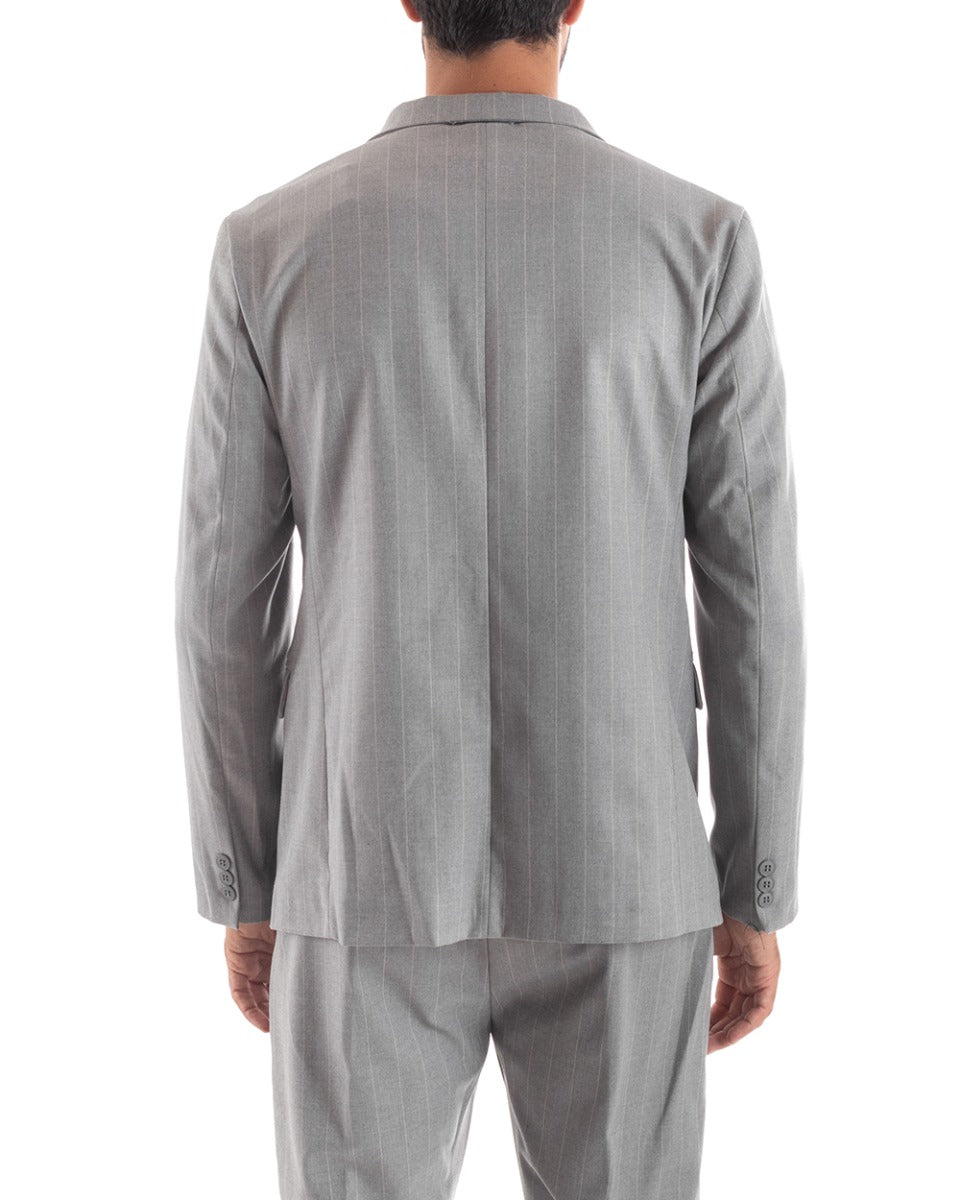 Double-Breasted Men's Suit Viscose Suit Jacket Trousers Gray Elegant Ceremony GIOSAL-OU2153A