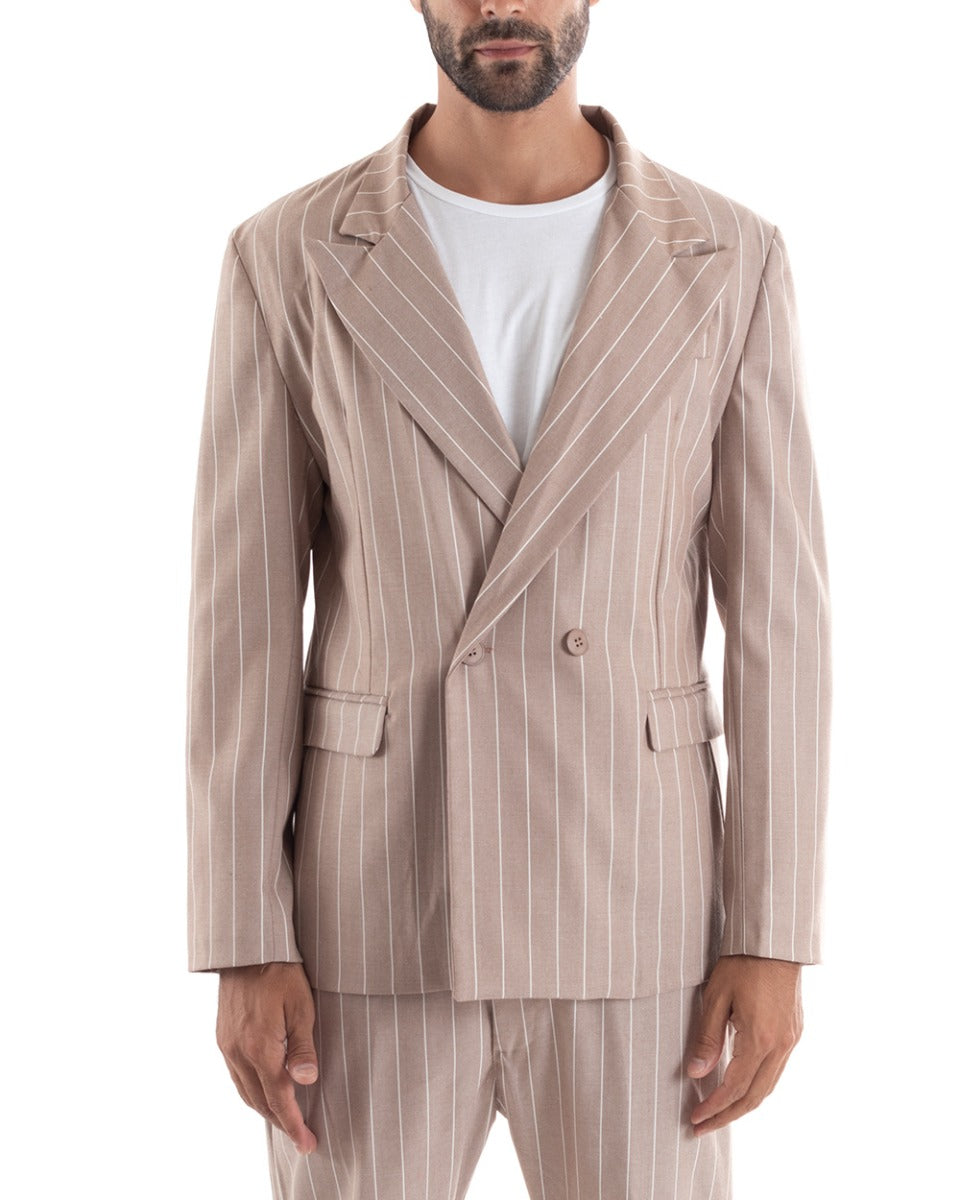Double-Breasted Men's Suit Viscose Suit Jacket Trousers Camel Elegant Ceremony GIOSAL-OU2155A