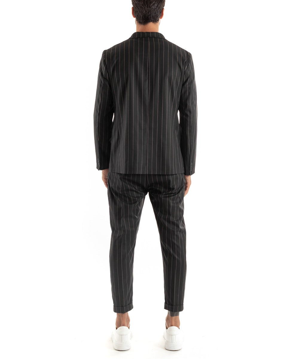 Double-Breasted Men's Suit Viscose Suit Jacket Pants Black Elegant Ceremony GIOSAL-OU2156A