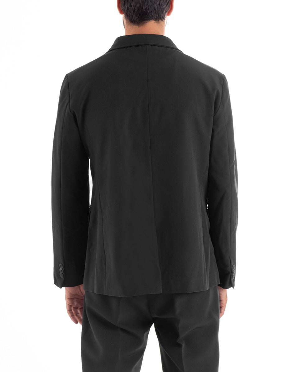 Double-breasted Men's Suit Viscose Suit Jacket Pants Black Elegant Ceremony GIOSAL-OU2162A
