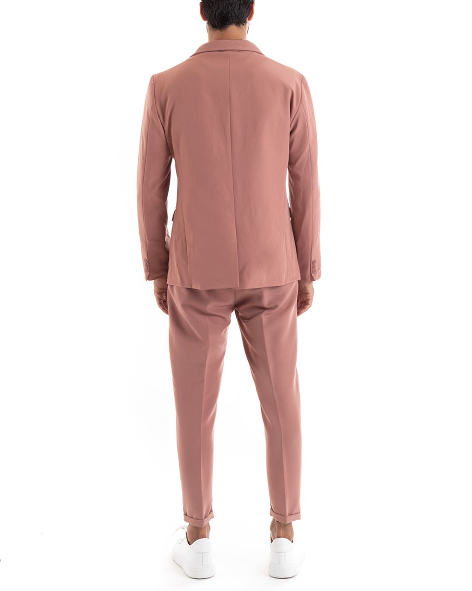 Double-Breasted Men's Suit Viscose Suit Suit Jacket Trousers Pink Elegant Ceremony GIOSAL-OU2164A