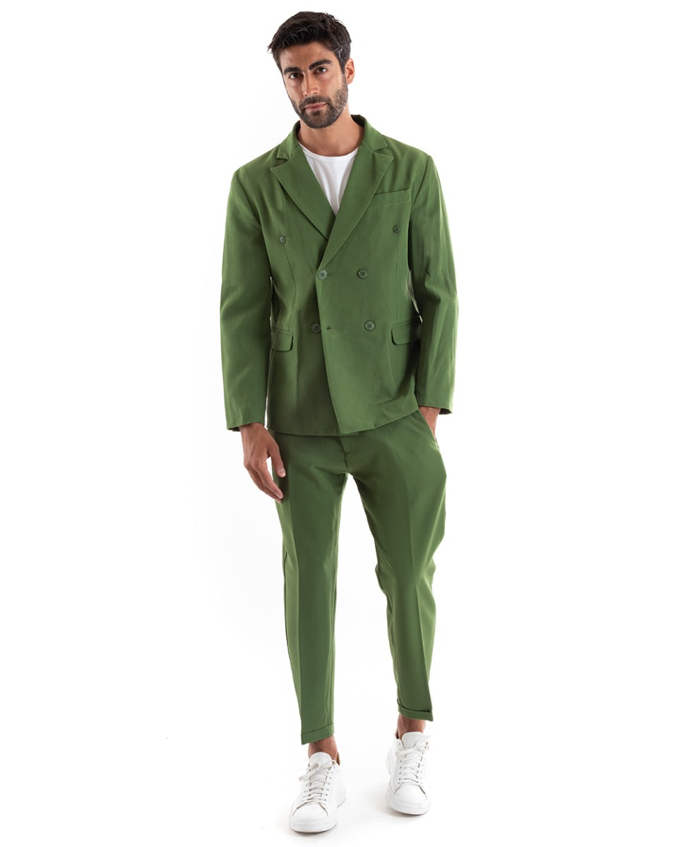 Double-Breasted Men's Suit Viscose Suit Suit Jacket Trousers Green Elegant Ceremony GIOSAL-OU2166A