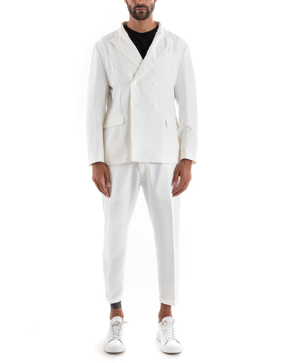 Double-breasted Men's Suit Viscose Suit Jacket Pants White Sporty Elegant Ceremony GIOSAL-OU2171A