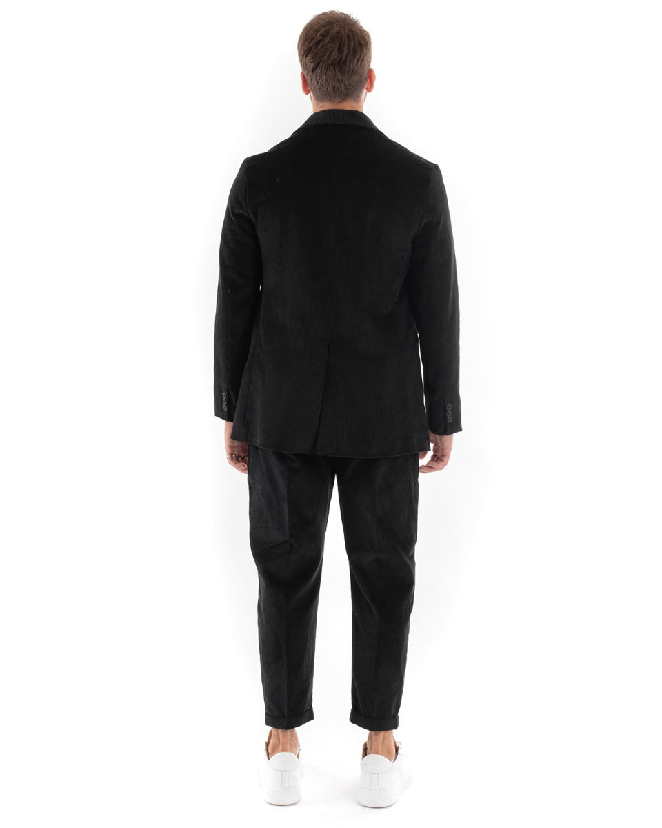 Single Breasted Men's Suit Velvet Suit Jacket Pants Black Elegant Ceremony GIOSAL-OU2187A