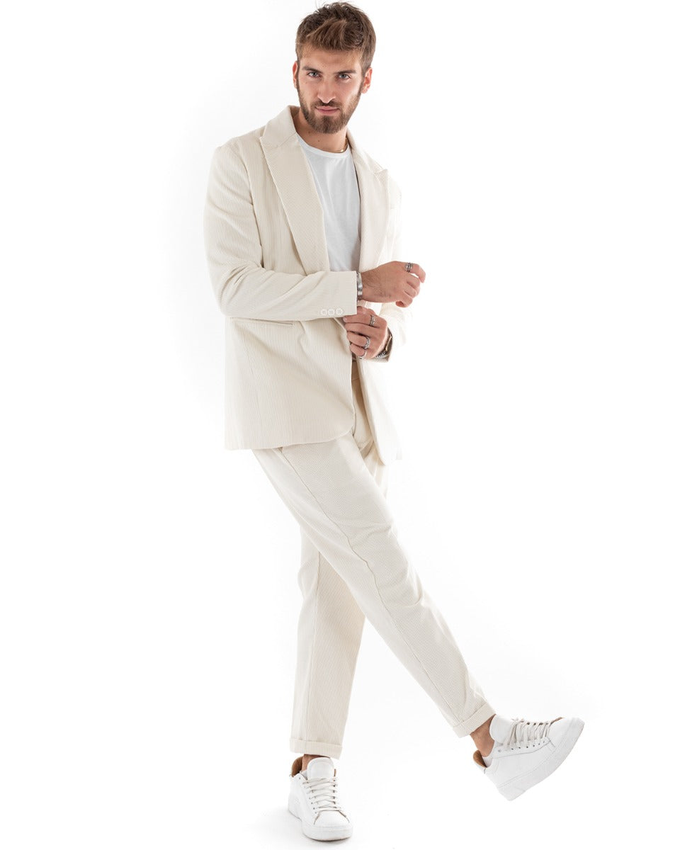 Cotone Abito Bianco Uomo Abito Uomo Doppiopetto Completo